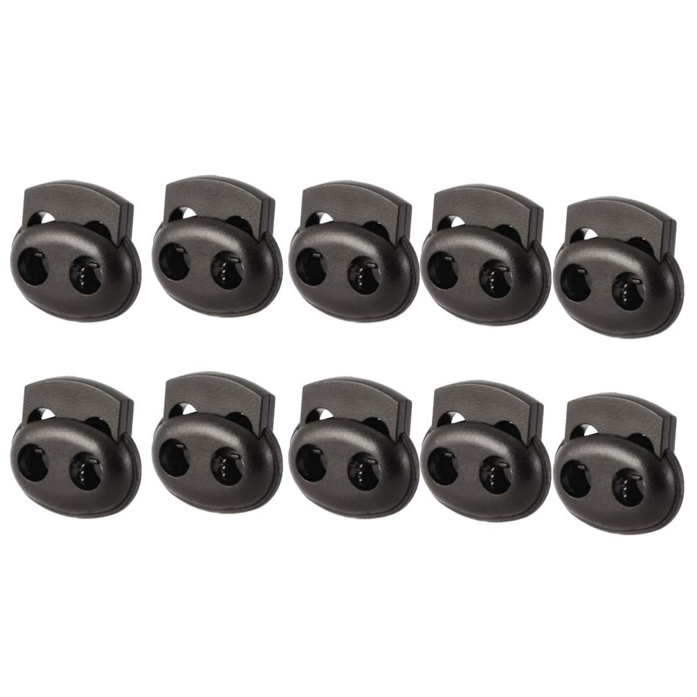 Healifty 20PCS Heavy Duty Plastic Cord Lock Toggle Fasteners for Drawstring Backpacks, Sweatpants & Shorts - Secure Shoelace Locks Buttons (Black) - Ideal for Outdoor Activities, Travel & Sports Gear Organization