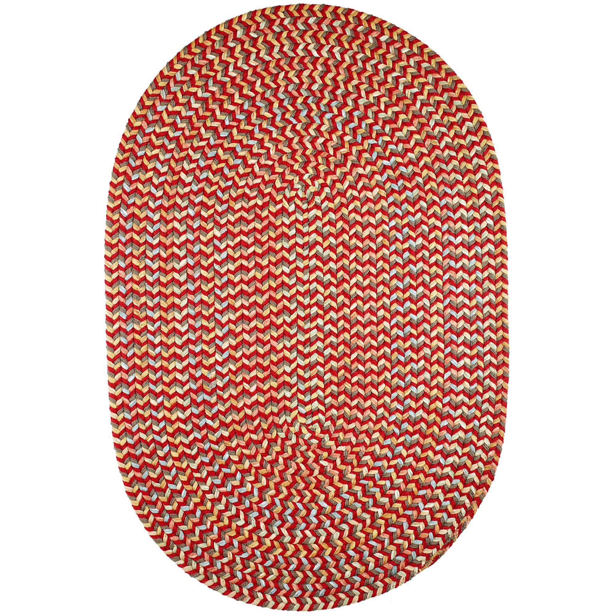 Super Soft Confetti Braided Traditional Area Rug - Brilliant Red, 3'x5' Oval - Perfect for Living Room, Bedroom & Home Decor