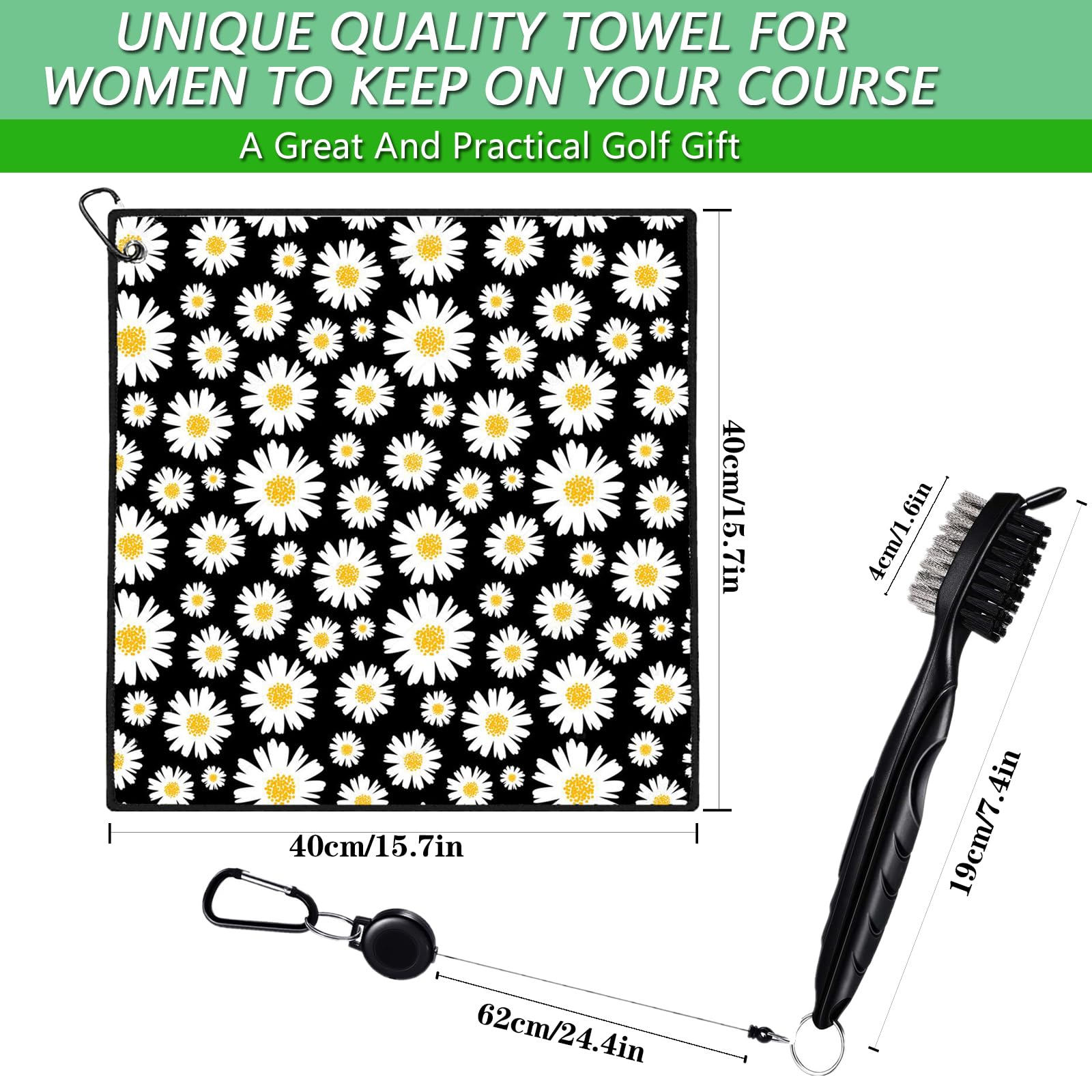Premium 2-Pack Golf Towel Set with Club Brush - 16