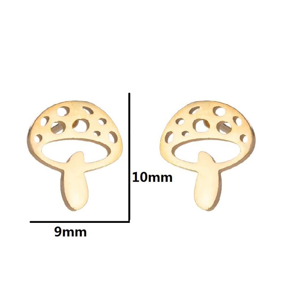 Stylish Stainless Steel Mushroom Stud Earrings for Women & Teens - Minimalist Cartilage Piercing Jewelry - Perfect Birthday Gift for Girls (Great for Everyday Wear & Special Occasions)