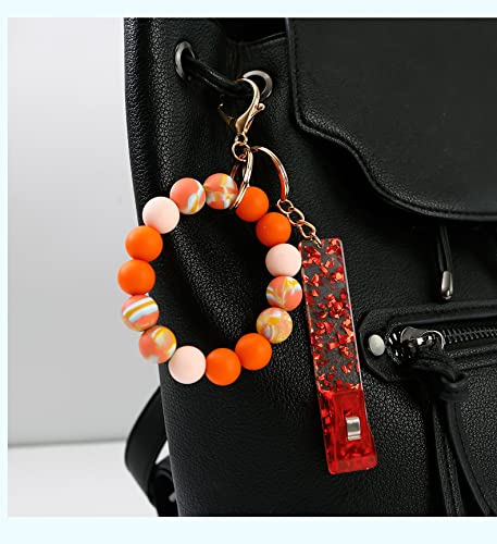 Silicone Beaded Acrylic ATM Card Keychain with Wristlet - Credit Card Grabber for Long Nails, Convenient Card Puller Keychain for Women (Perfect for ATM Access, Shopping & Key Organization)