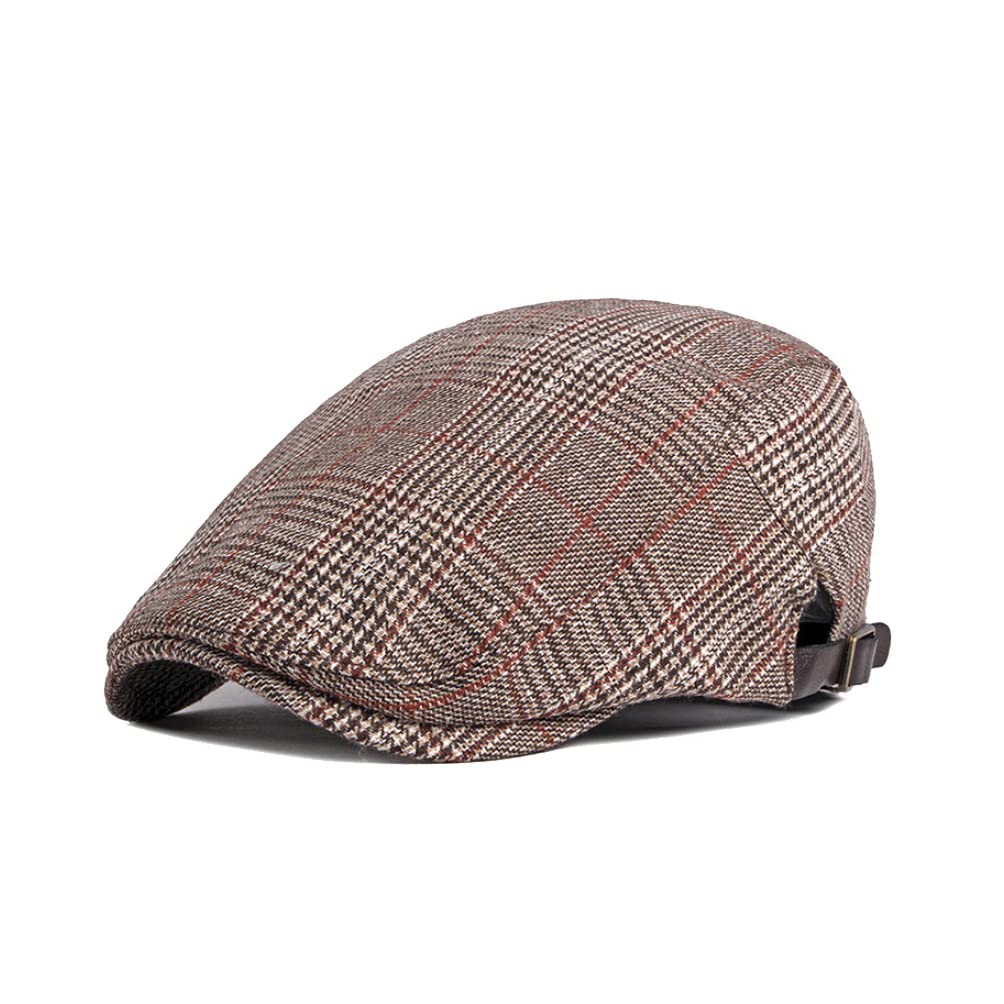 WITHMOONS Adjustable Cotton Tweed Newsboy Hat - Vintage Ivy Flat Cap for Men, Irish Cabbie Style Gatsby Golf Hat (YZ30108) - Perfect for Golf, Outdoor Activities & Casual Fashion