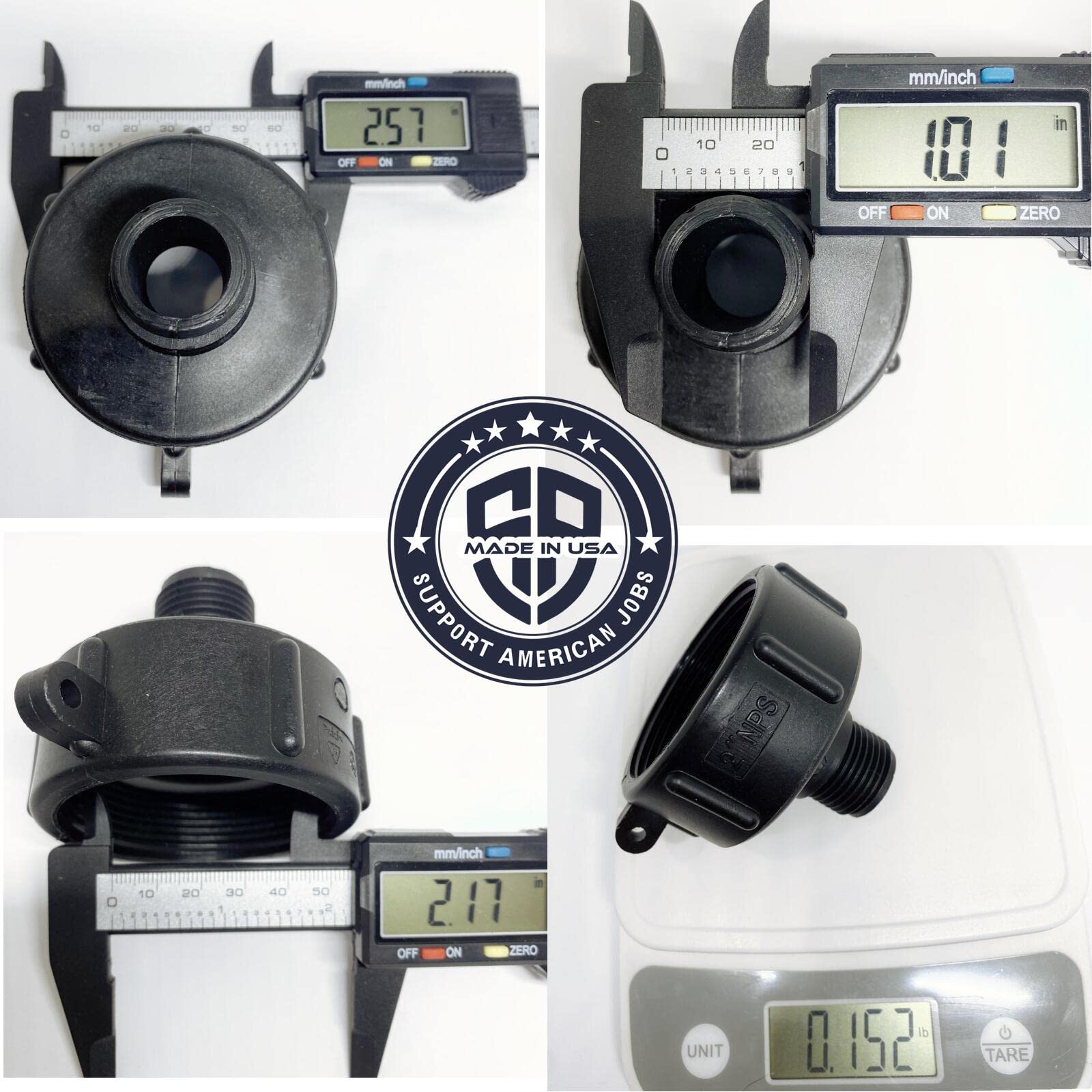 Food Grade IBC 275/330 Tote Tank Drain Adapter - Fine Thread 2
