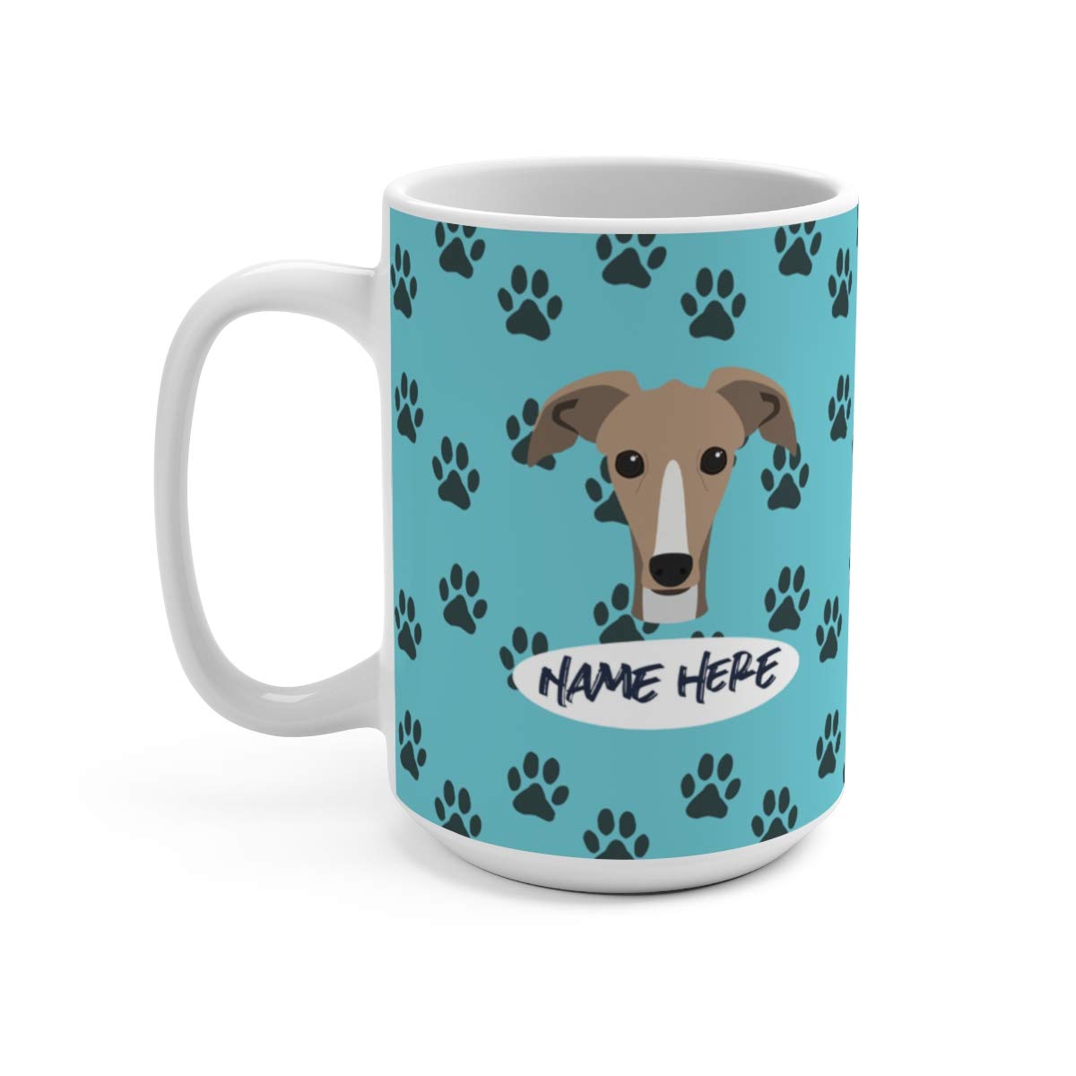 15oz Personalized Ceramic Coffee Mug for Dog Lovers - Custom Greyhound Design Gift for Moms & Dads - Dishwasher & Microwave Safe - Perfect for Home, Office & Holiday Gifting