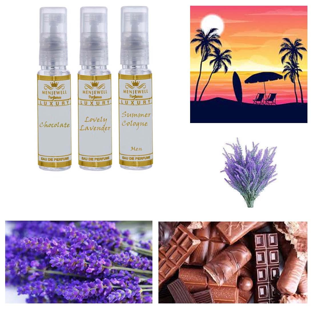 Menjewell Chocolate & Lavender Love Summer Cologne Eau De Parfum Set - 3x30ml Women's Pocket Perfume Combo | Romantic Date, Office & Everyday Fragrance