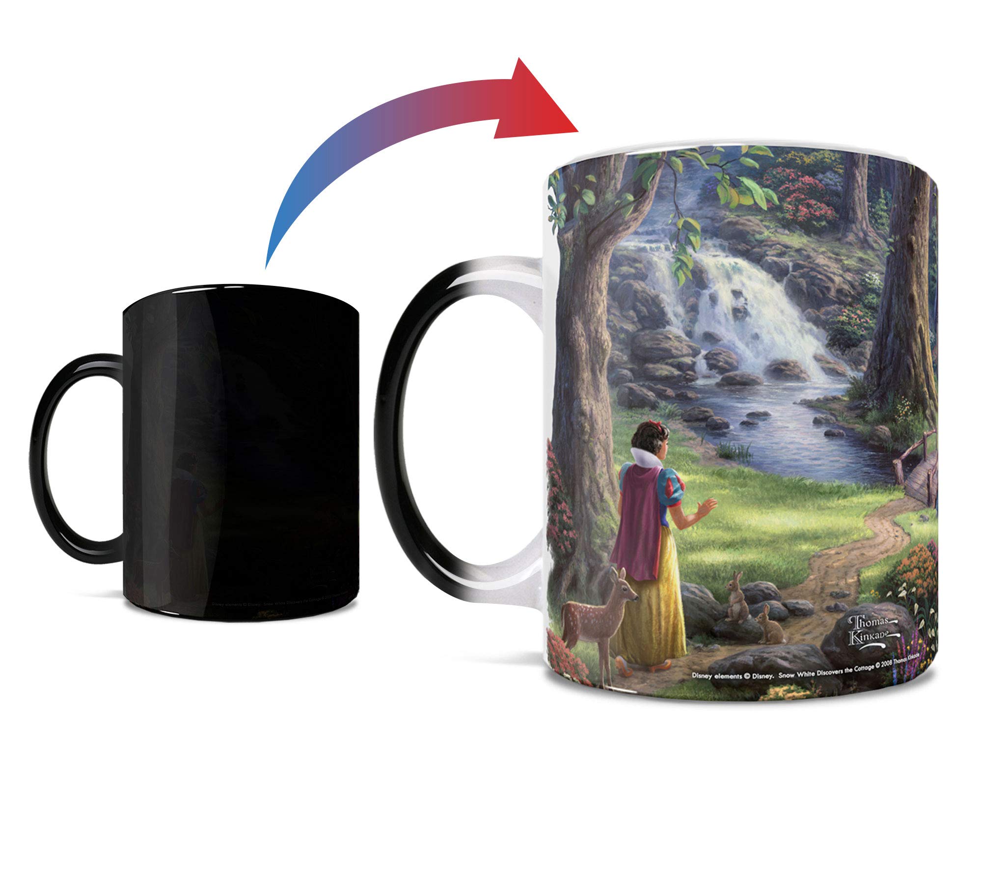 Thomas Kinkade Snow White Cottage Morphing Mug - Color Changing Magic Coffee Cup for Disney Fans, Perfect for Hot Drinks, Collectibles & Gift Giving