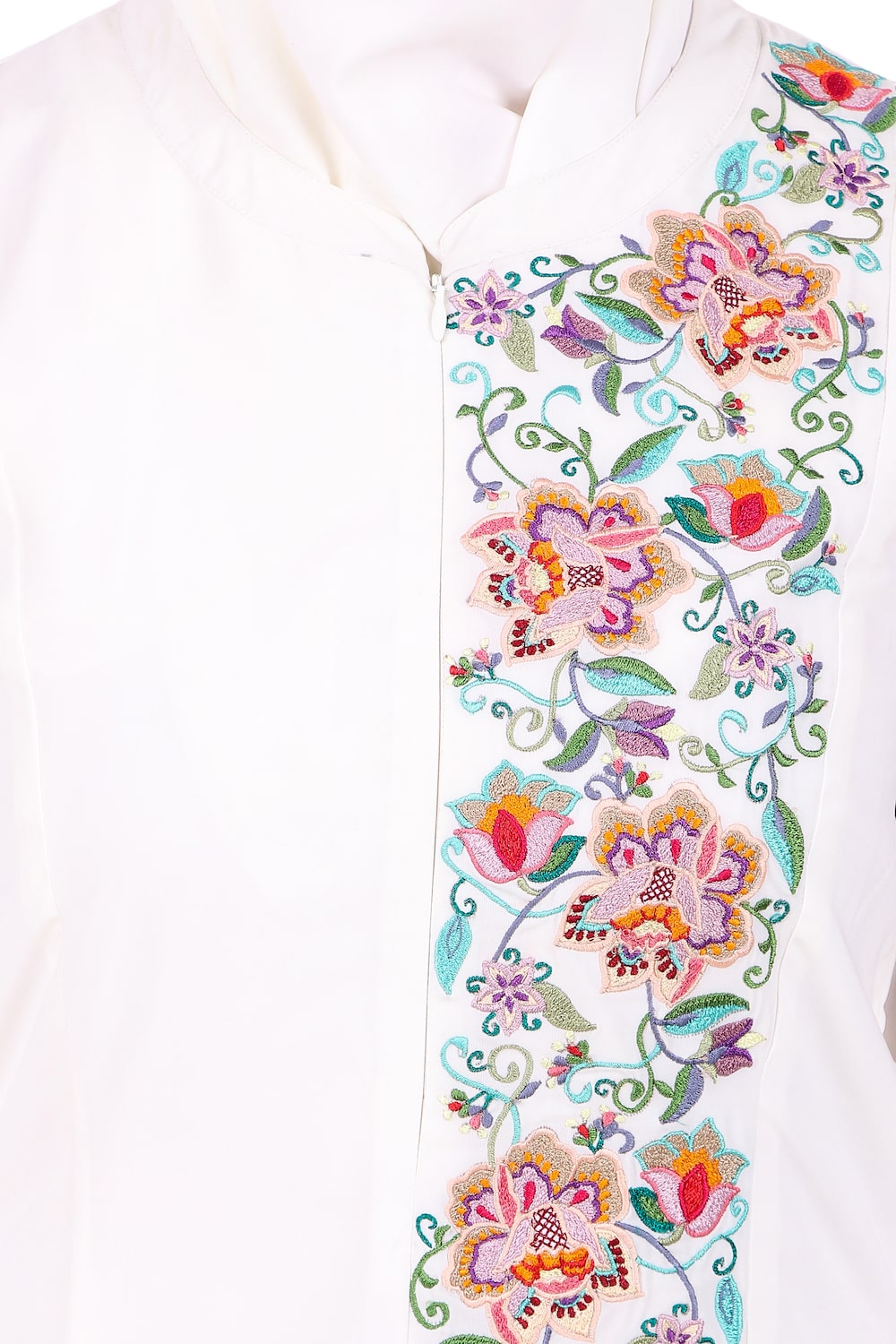Hand Embroidered Princess Seam White Abaya - Elegant Muslim Prayer Dress for Women | Perfect for Eid, Ramadan & Special Occasions