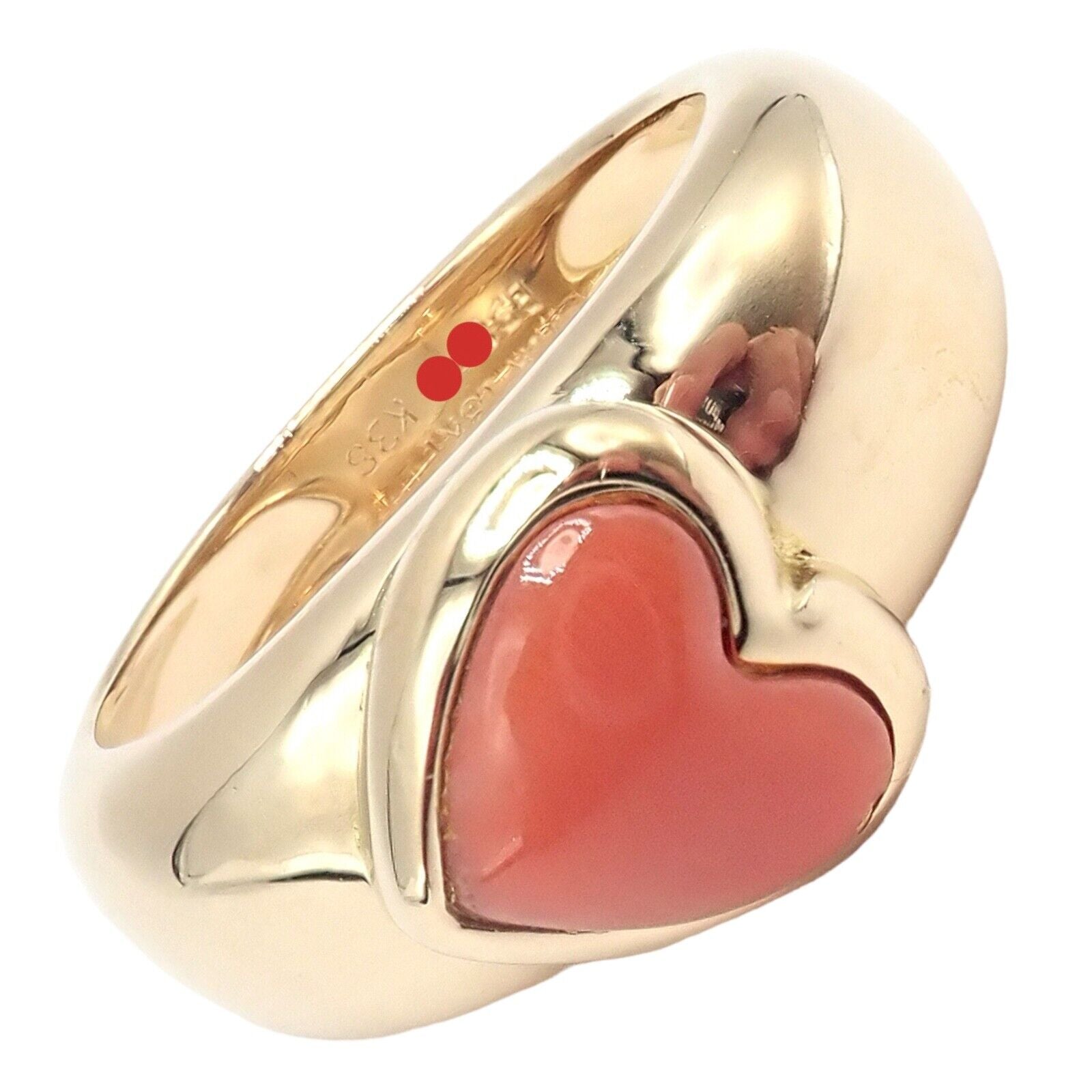 Authentic Van Cleef & Arpels 18k Yellow Gold Coral Heart Ring Size 4.5 - Vintage Luxury Jewelry for Women, Perfect Gift for Anniversary, Valentine's Day & Special Occasions