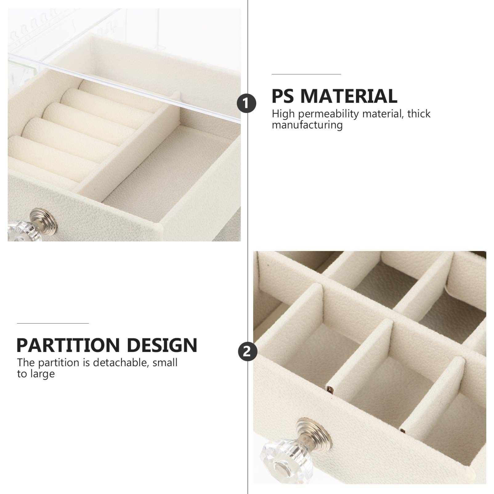 Cabilock 1pc Clear Acrylic Jewelry Box Organizer with Trays - Drawer Display Stand for Bracelets, Earrings & Necklaces - Perfect for Retail Stores, Boutiques & Home Jewelry Organization