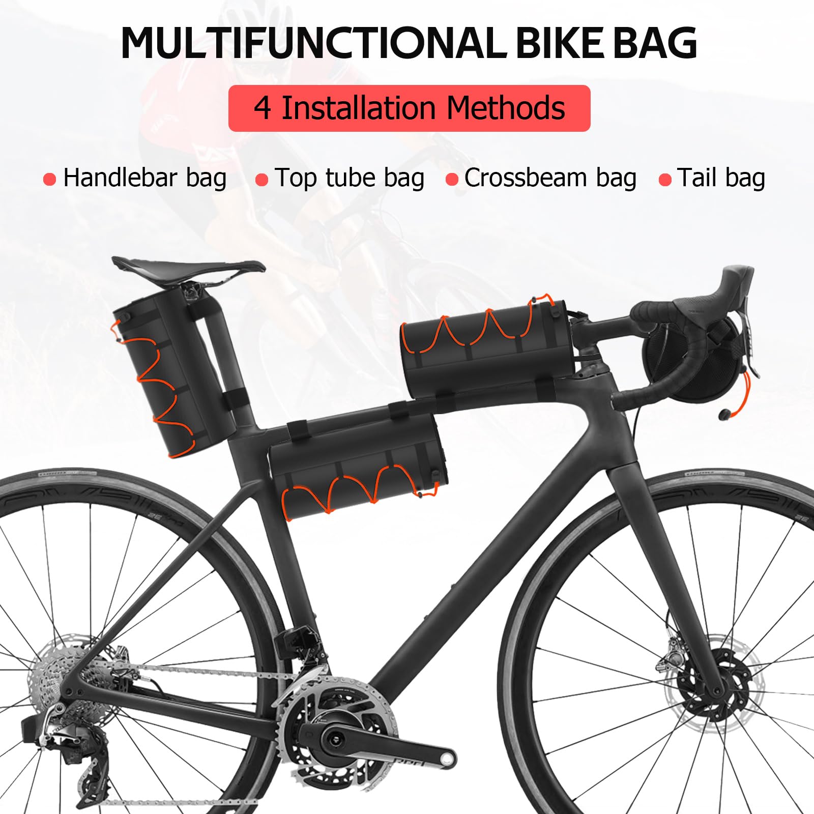 **Waterproof Handlebar Bike Bag - Large Capacity Frame Storage Bag with Shoulder Strap for Mountain & Road Bicycles | Perfect for Commuting, Cycling Trips & Outdoor Adventures (Red)**