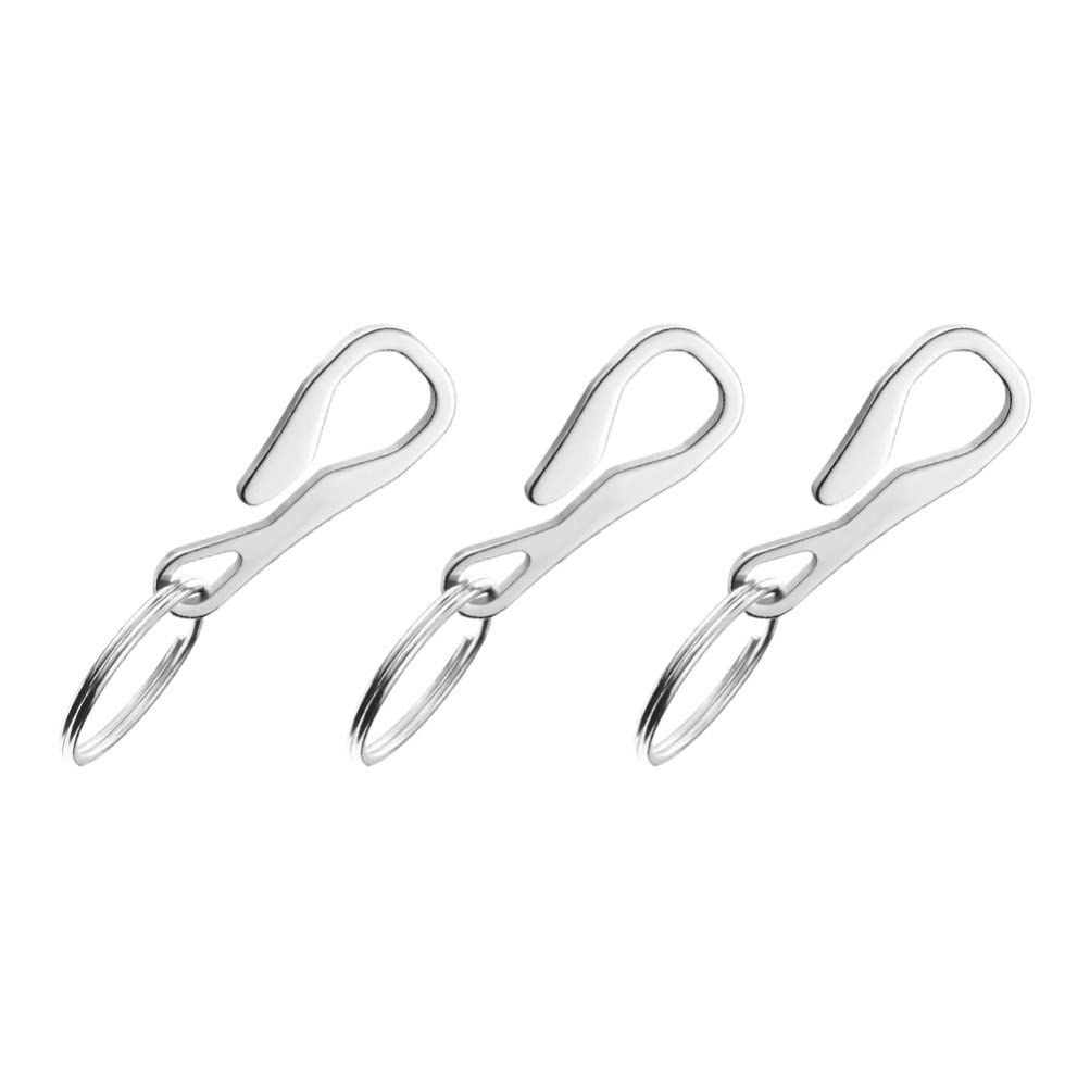 4-Pack Stainless Steel Keychain Clips with Carabiner Hooks - Durable Key Rings for Keys, Outdoor Gear & Hanging Accessories - Perfect for Home, Office, Camping and Travel Organization