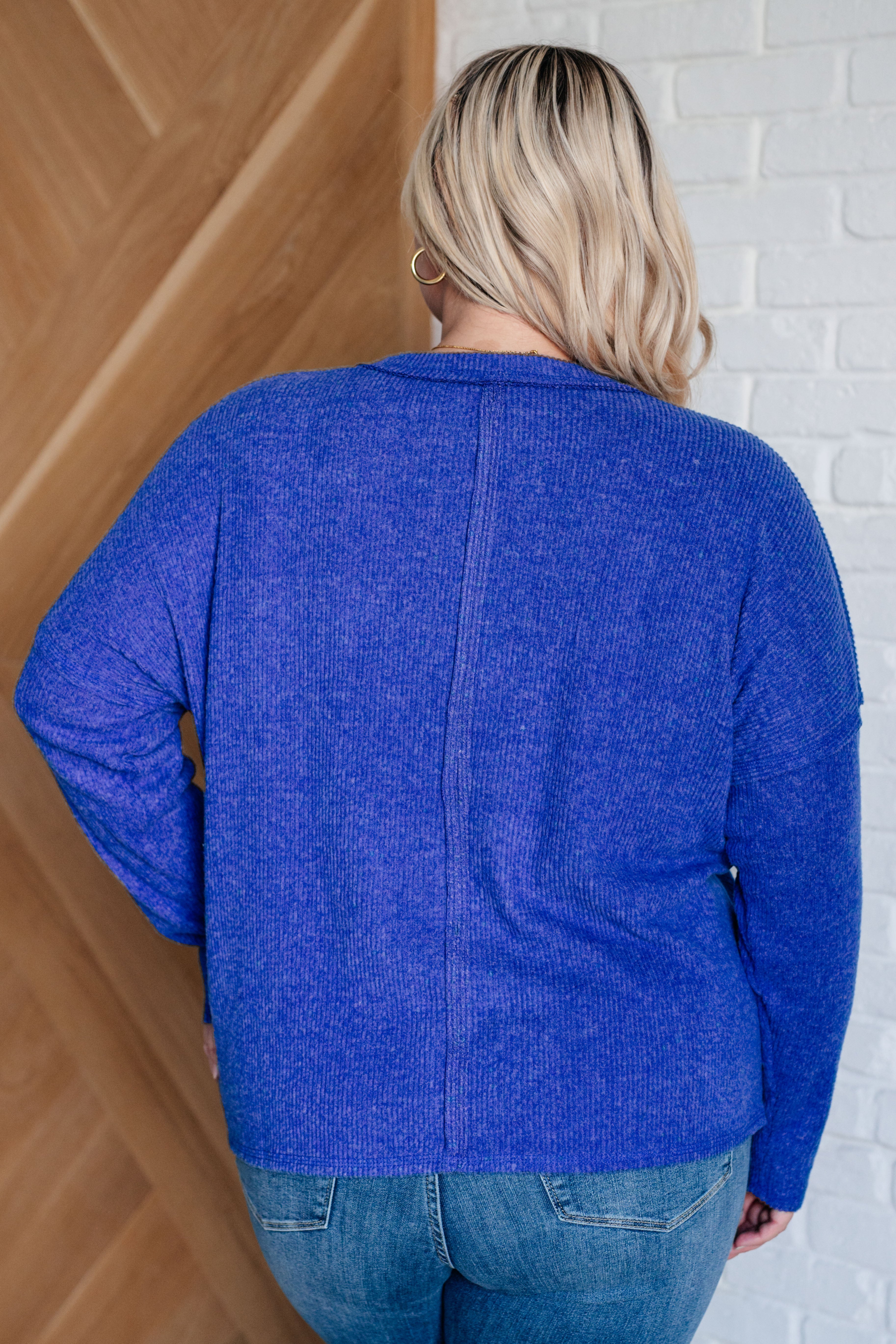 Casual Tuesday Ribbed Knit Sweater - Bright Blue Crewneck Pullover | Cozy Winter Wear, Office Outfit & Weekend Style
