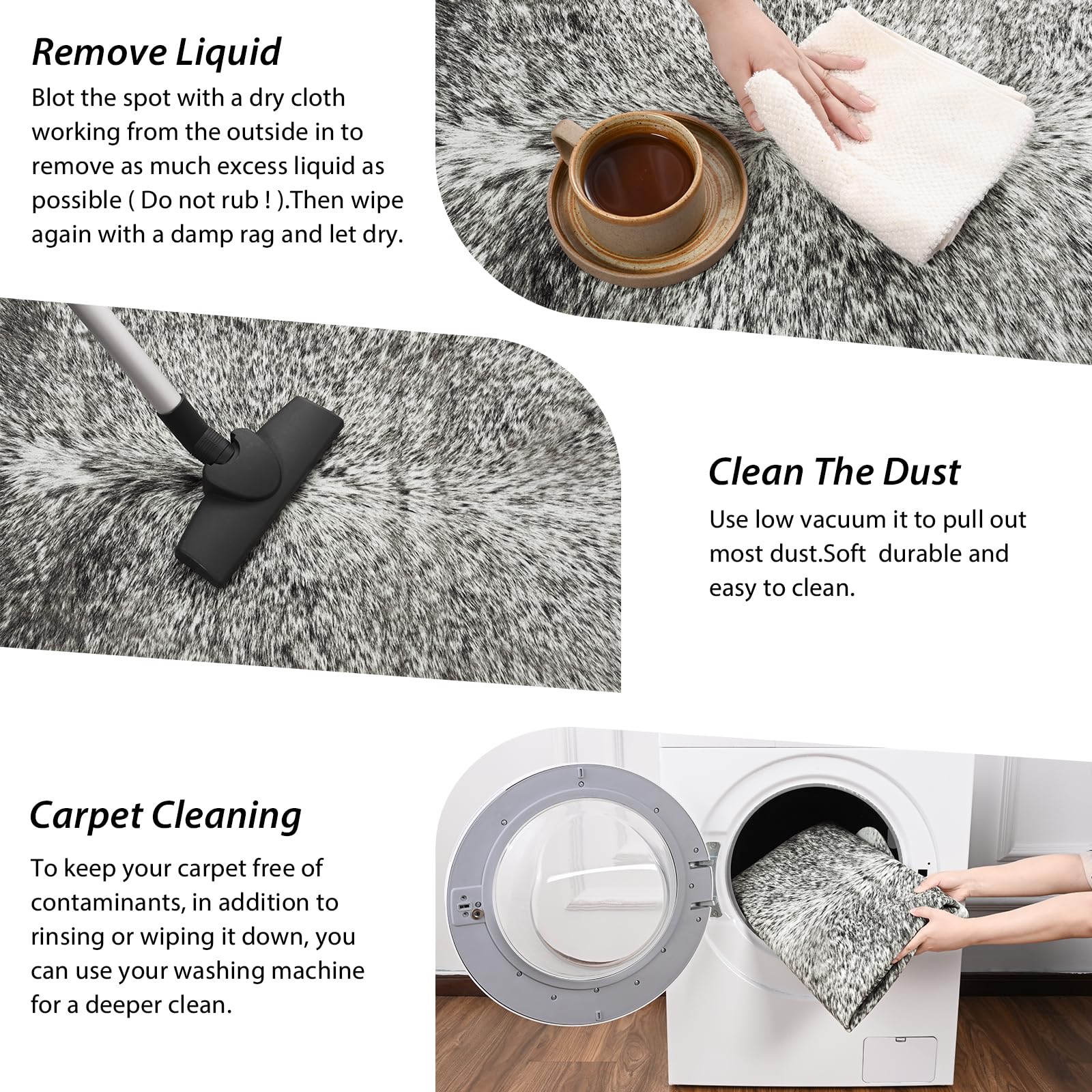 Premium Faux Cowhide Rug 6.2x7 Feet - Soft Grey Cow Print Faux Fur Rug for Living Room, Bedroom & Western Decor | Stylish Home Accent for Farmhouse, Ranch & Boho Interiors