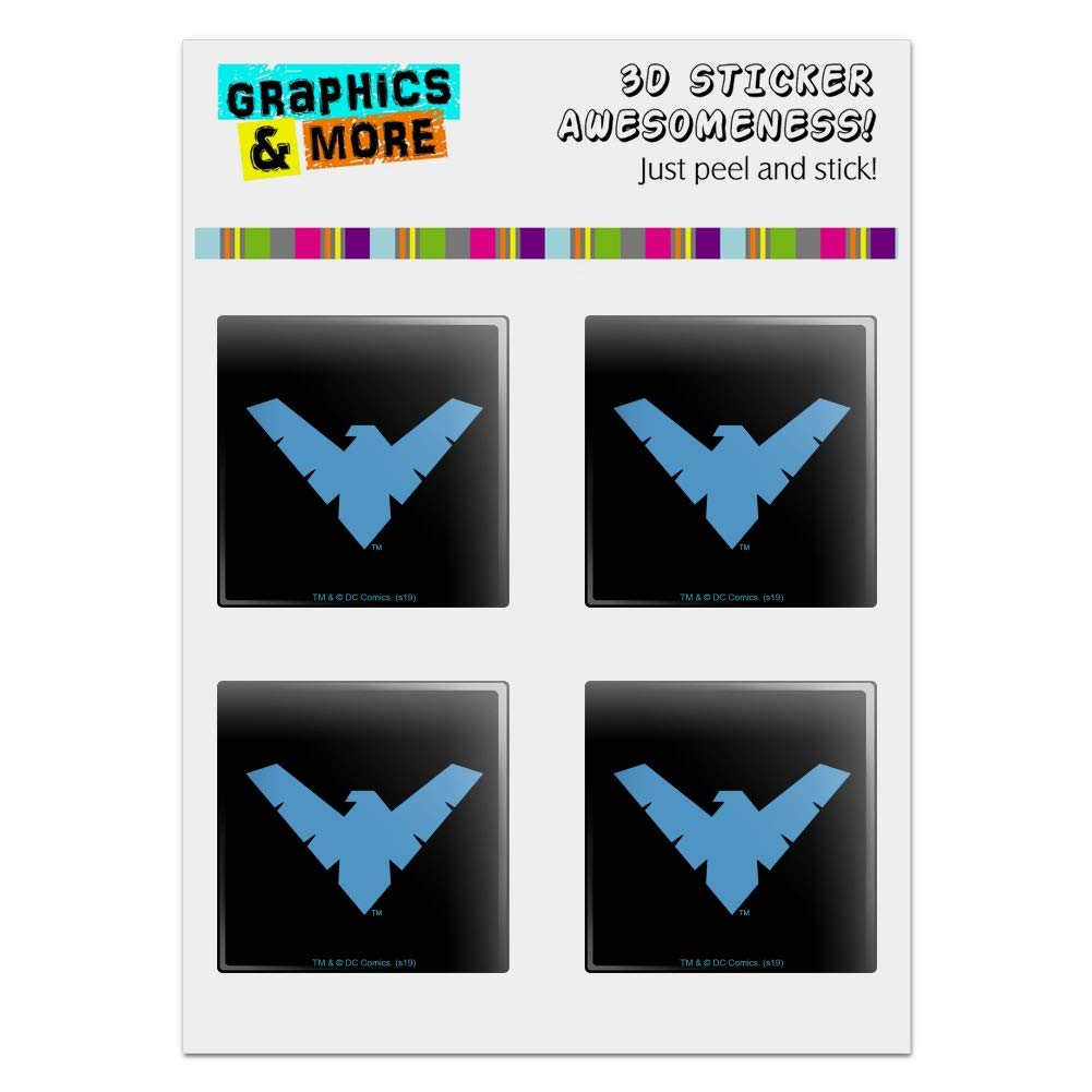 Batman Nightwing Logo Resin-Topped Stickers - Set of 4 for PC Case Modding, Laptop & Gaming Gear Decoration | Durable Emblem Badges for Cosplay, Collectors & Superhero Fans