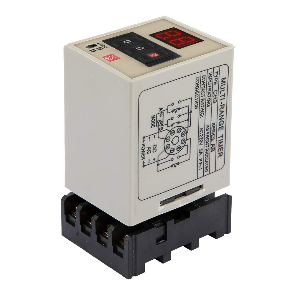 AH3-DM Digital Delay Timer Relay 0.01S-99H Dual Mode with LED Display | 12V/24V/110V/220V/380V DC/AC | Perfect for Industrial Automation, HVAC Systems & Electrical Control Panels