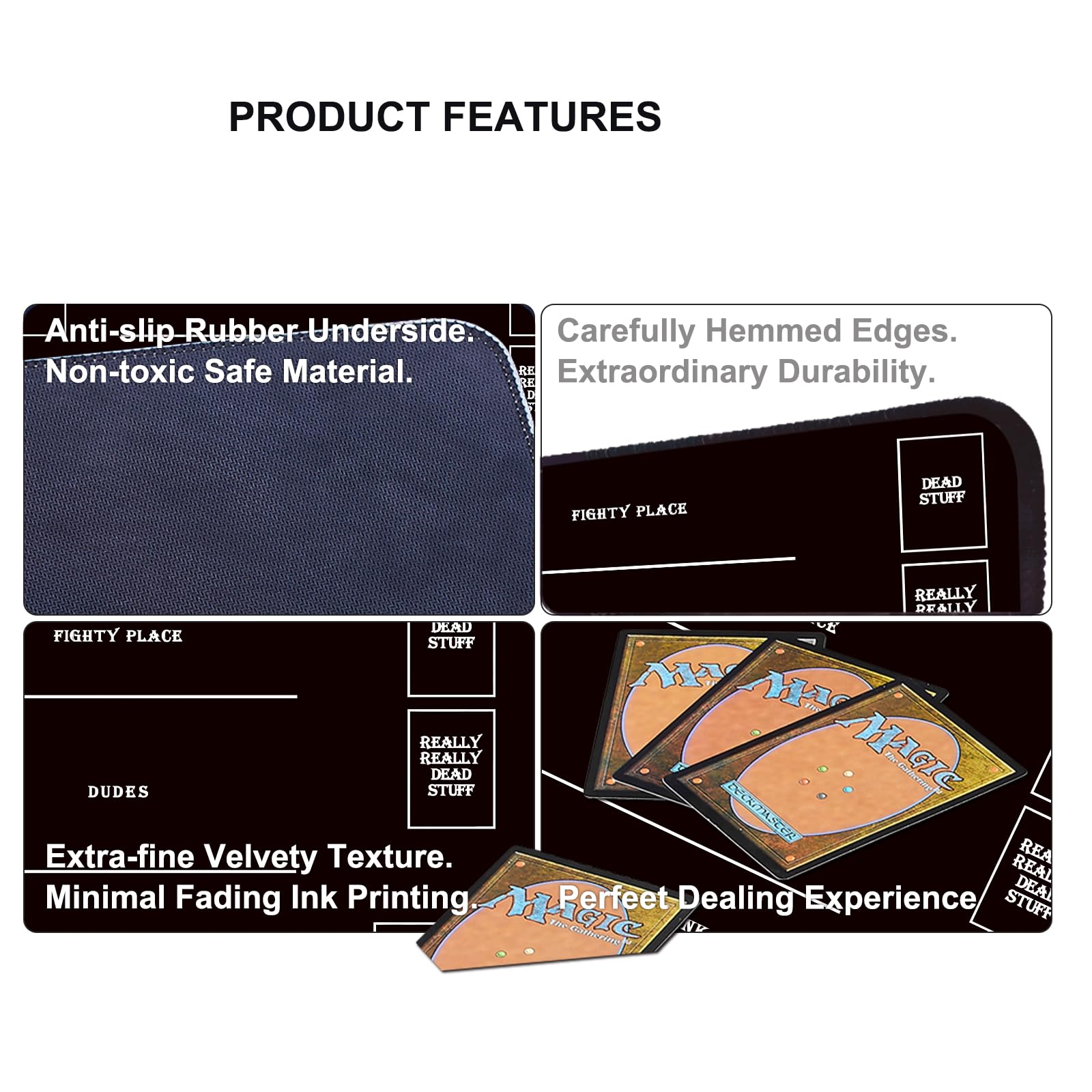 Premium Stitched MTG Playmats for Magic The Gathering - Non-Slip Gaming Mat with Protective Tube Case for MTG, Yu-Gi-Oh, and Card Game Tournaments - Perfect for Game Nights, Conventions, and Competitive Play (Black Zones Design)