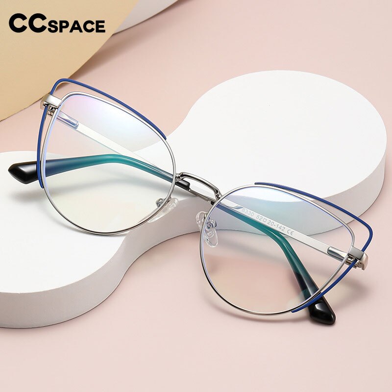 CCspace Women's Full Rim Cat Eye Acetate Alloy Eyeglasses Frame 55253 - Stylish Retro Glasses for Women, Perfect for Office, Reading & Fashion Accessories