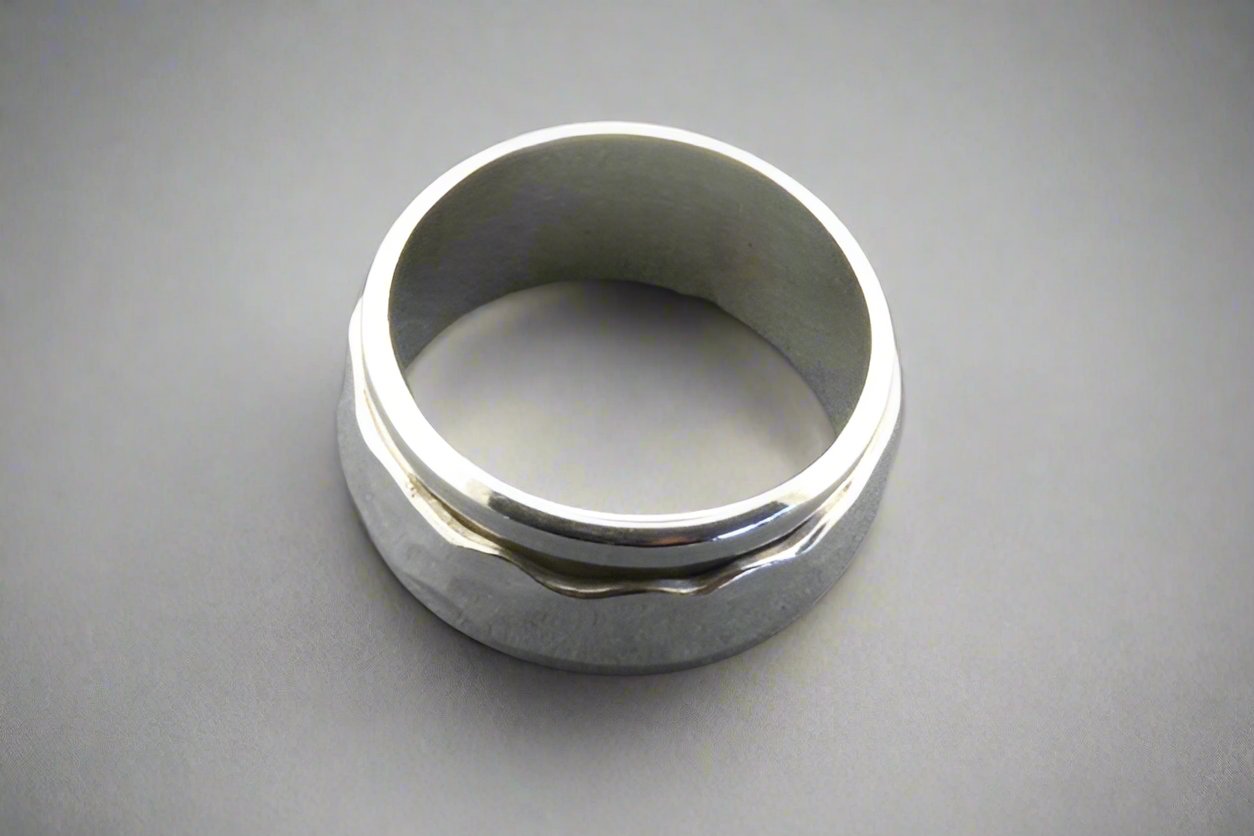 Hammered Spinner Ring for Anxiety Relief - Sterling Silver 925 for Men & Women - Stress Relief Fidget Jewelry for Office, Travel & Meditation