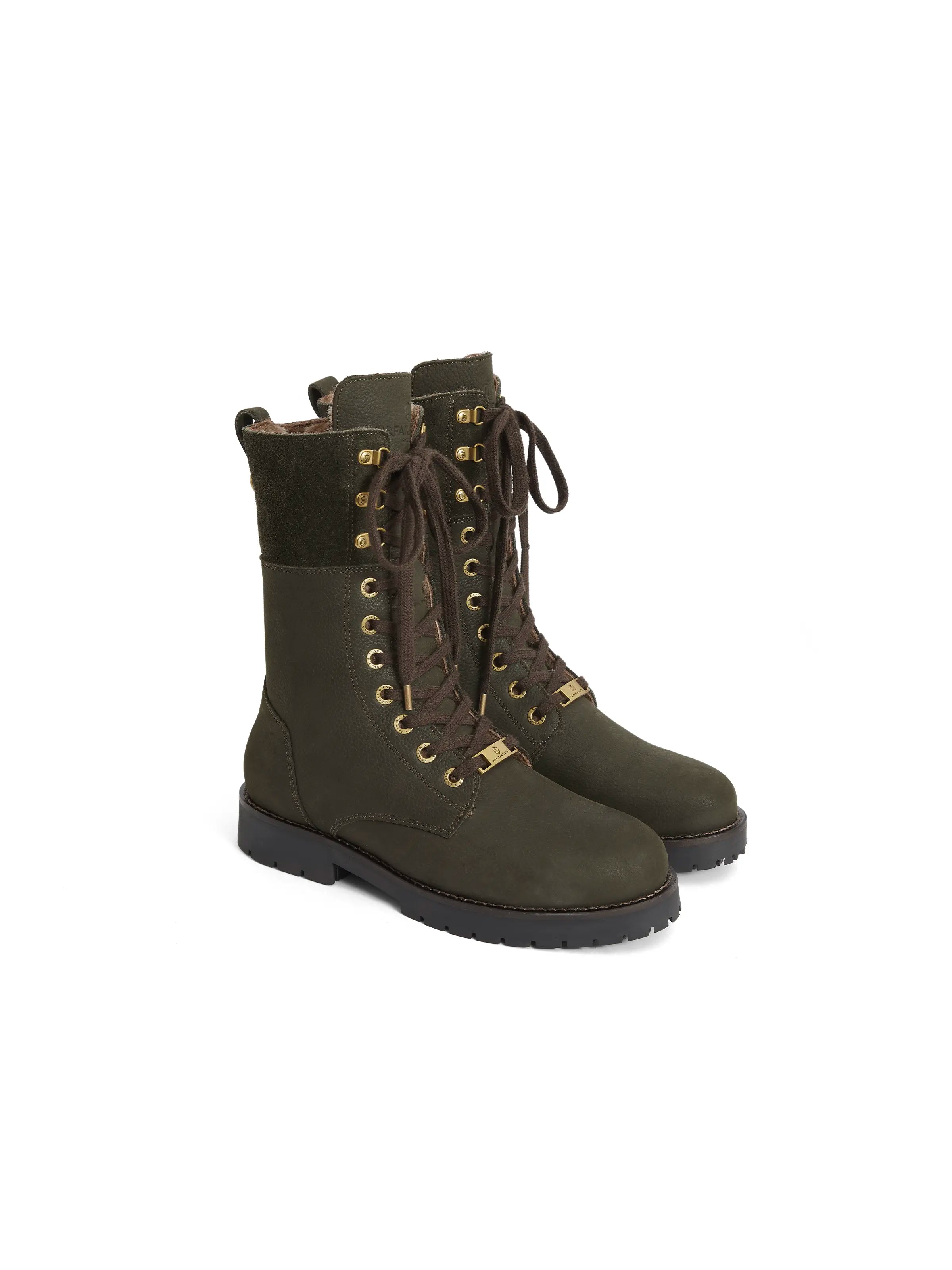 Shearling Lined Anglesey Boots - Moss Green Nubuck Leather Winter Boots for Women | Warm & Stylish for Cold Weather, Outdoor Activities, and Casual Wear