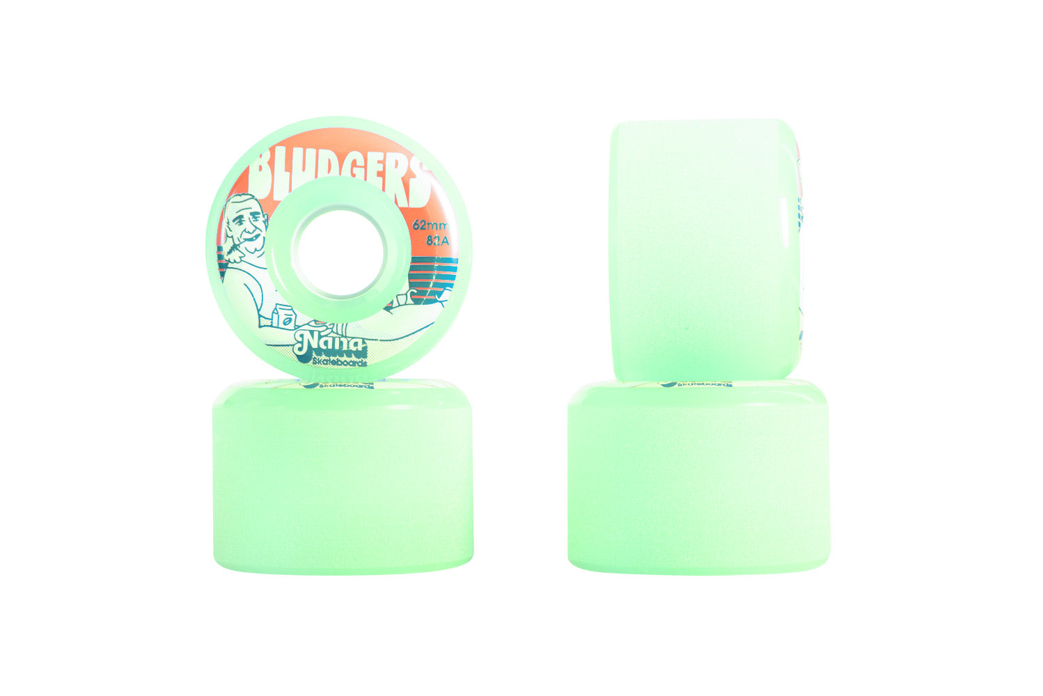 Nana Bludgers 62mm Skateboard Wheels - High Performance Wheels for Street, Park & Cruising - Perfect for Skaters & Longboarders