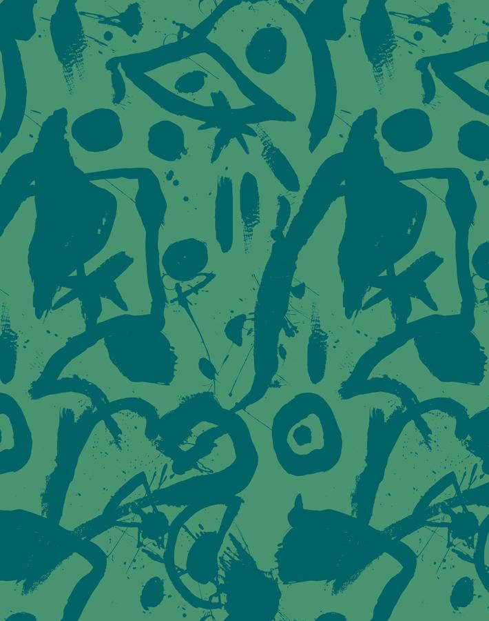 Chris Benz 'El Quijote' Emerald Blue Wallpaper - Premium Peel & Stick Wall Mural for Living Room, Bedroom, and Office Decor