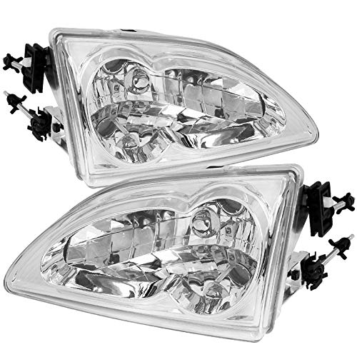 94-98 Ford Mustang Clear Lens Headlights - Front Driving Lamps Pair (Left & Right) | Direct Fit Replacement for Improved Night Visibility & Style Upgrade