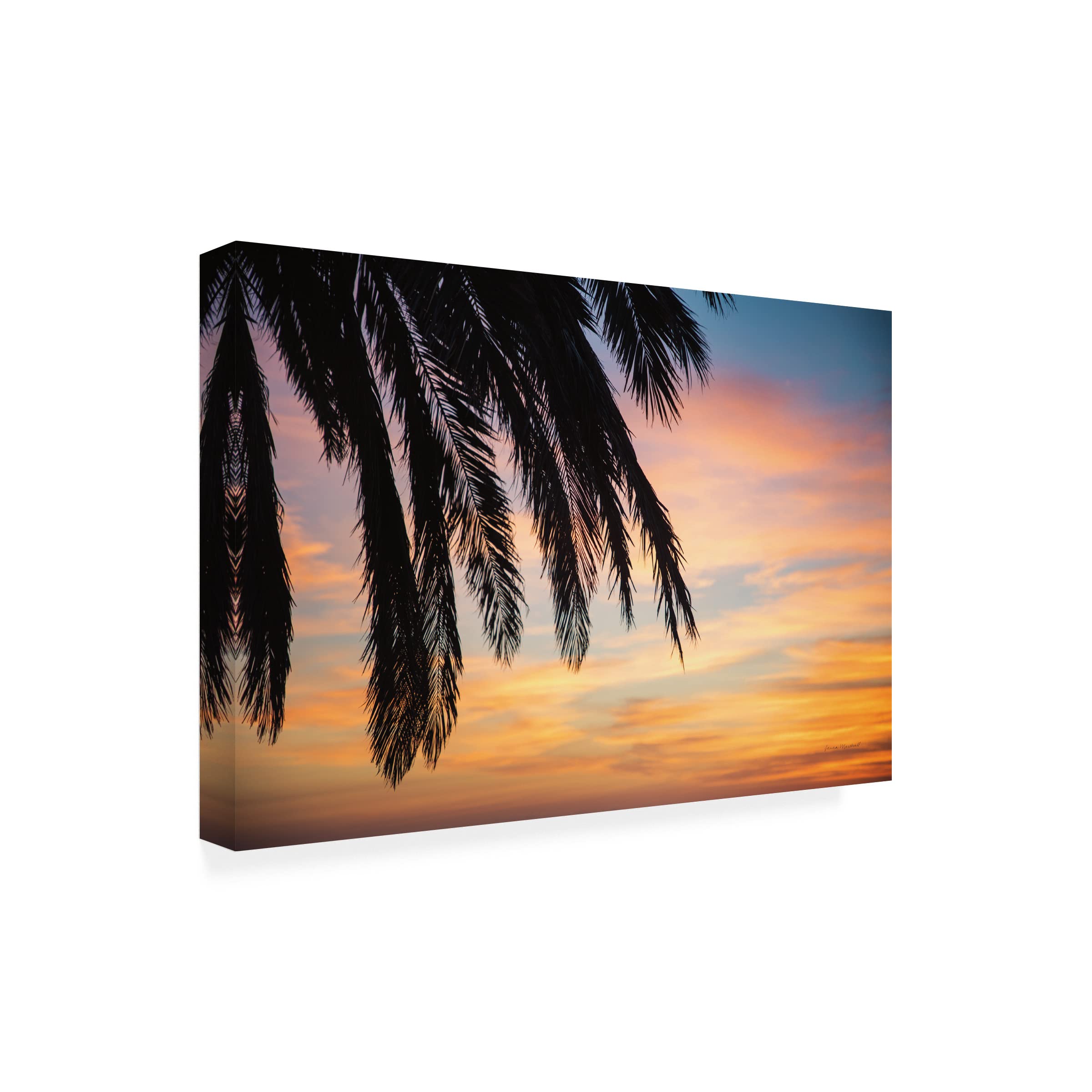 Laura Marshall Sunset Palms I Canvas Wall Art Print - Tropical Beach Decor for Living Room, Bedroom & Office - Handmade Fine Art Painting for Home & Commercial Spaces