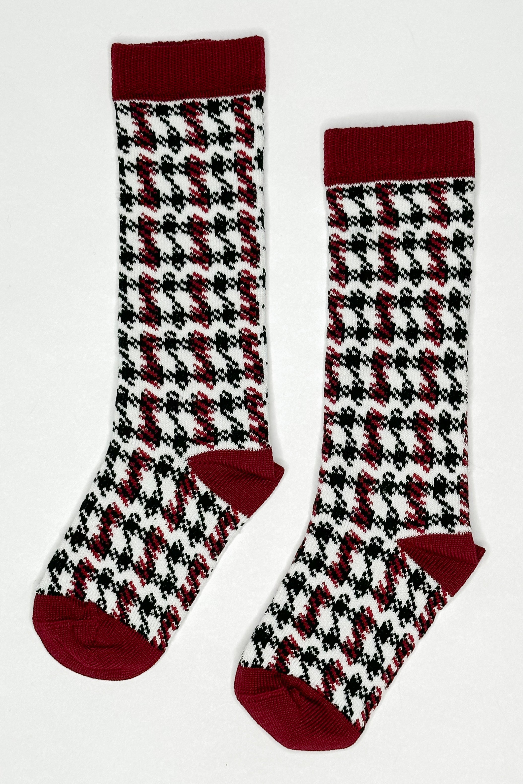 Houndstooth Knee High Socks for Women - Fashionable Checkered Pattern Winter Warm Socks - Perfect for Boots, Office Wear, and Cold Weather Outfits