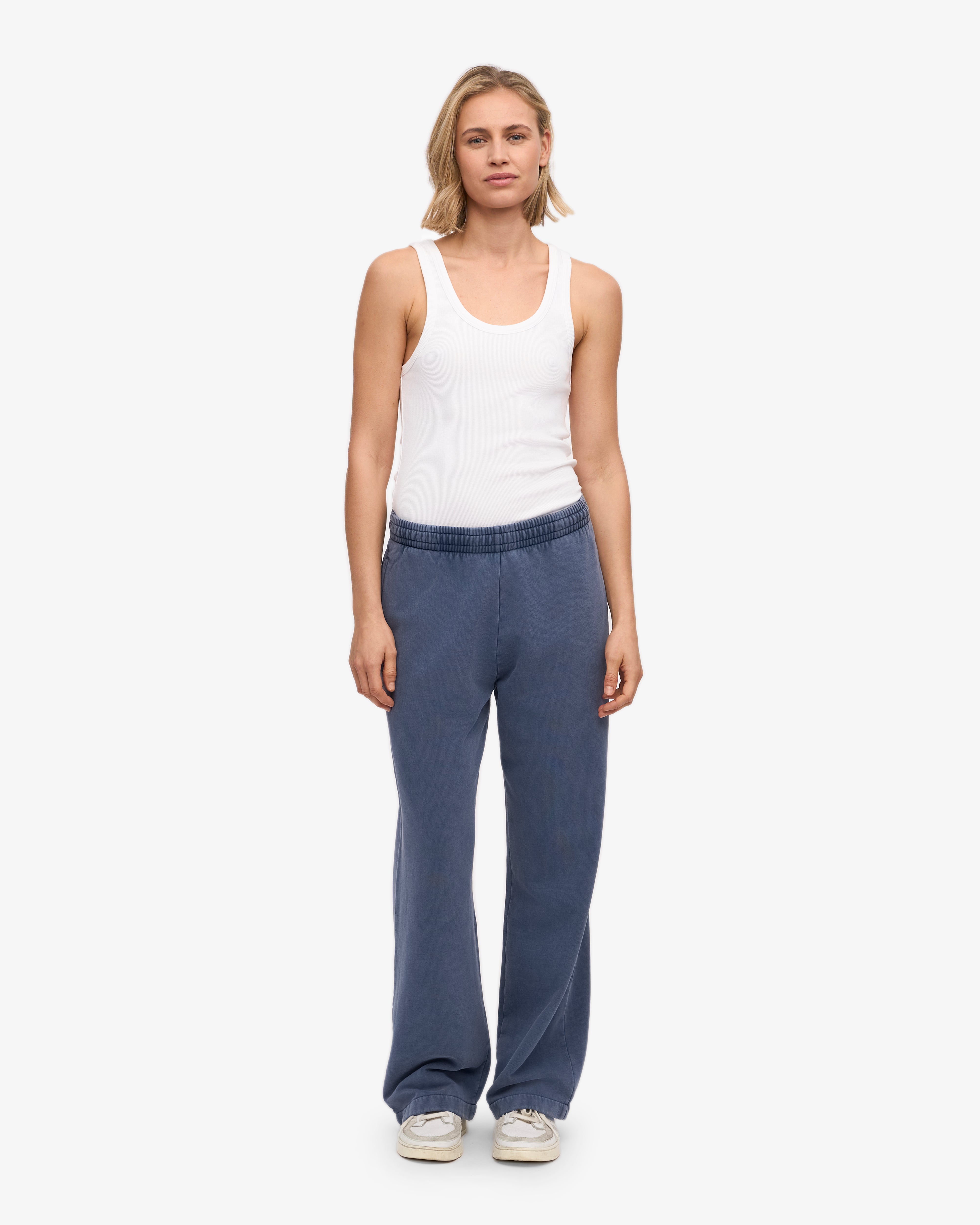 Organic Straight Leg Sweatpants for Women - Soft Comfortable Lounge Pants in Neptune Blue - Perfect for Yoga, Running & Casual Wear
