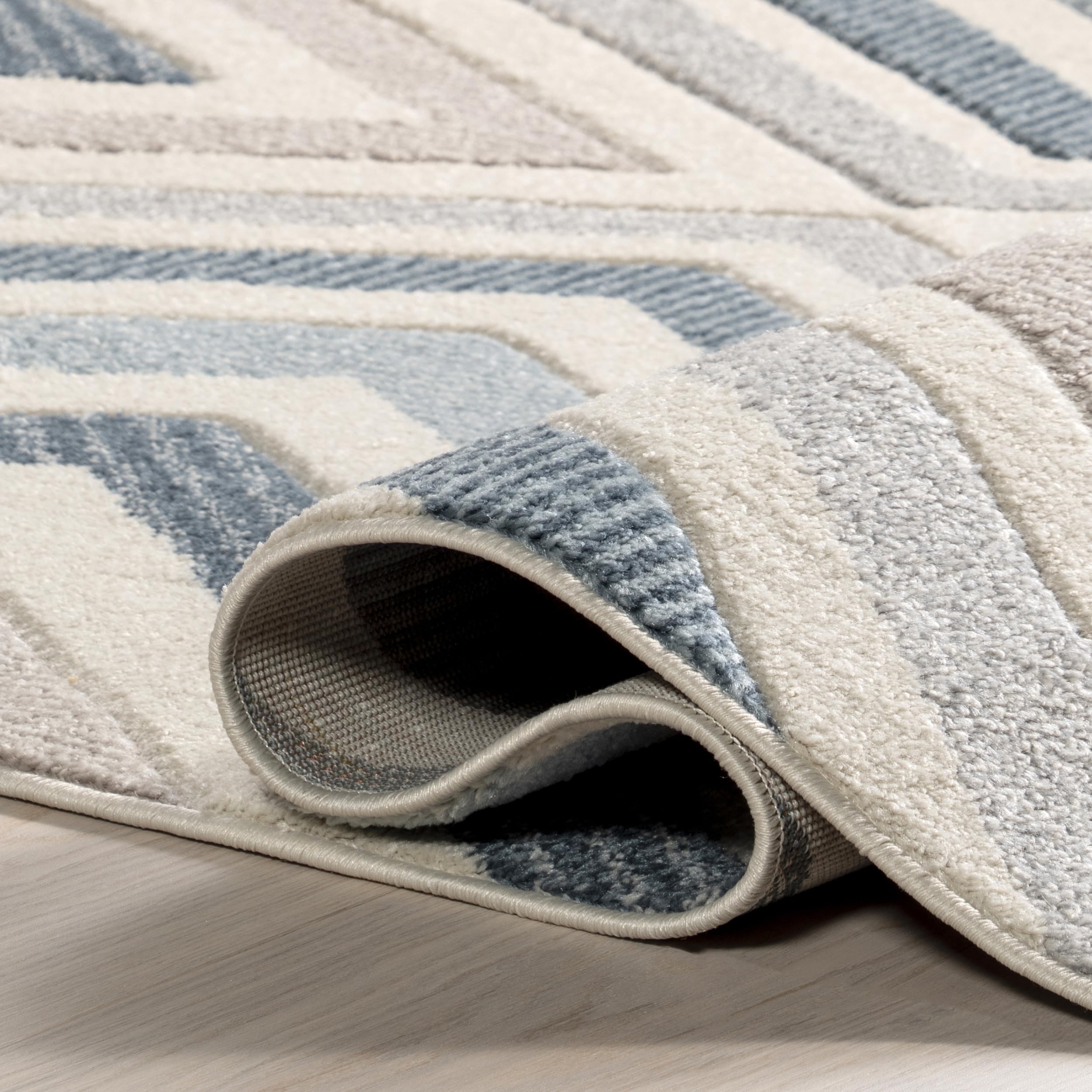 nuLOOM Neveah Chevron 9x12 Area Rug - Blue Modern Geometric Pattern for Living Room, Bedroom, Dining Room & Kitchen - Perfect for Home Decor, Office Space & High Traffic Areas