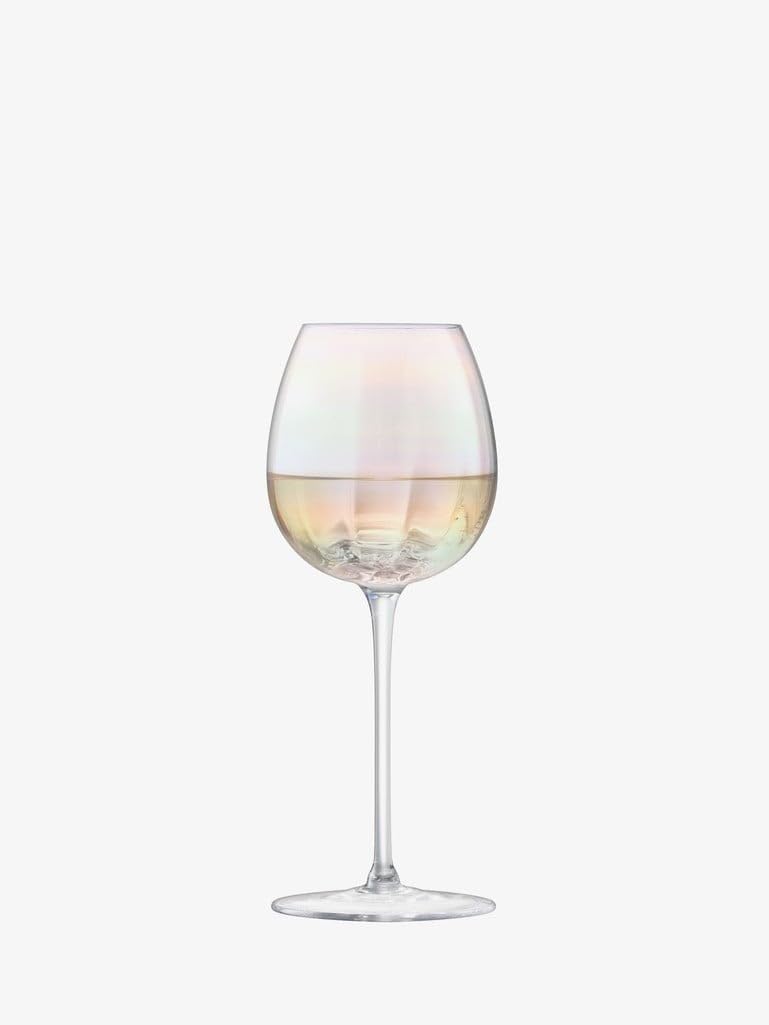 Luxury Pearl White Wine Glasses Set of 4 - 11 oz Modern Elegant Crystal Glassware for White Wine, Champagne & Cocktails - Perfect for Dinner Parties, Weddings & Home Entertaining