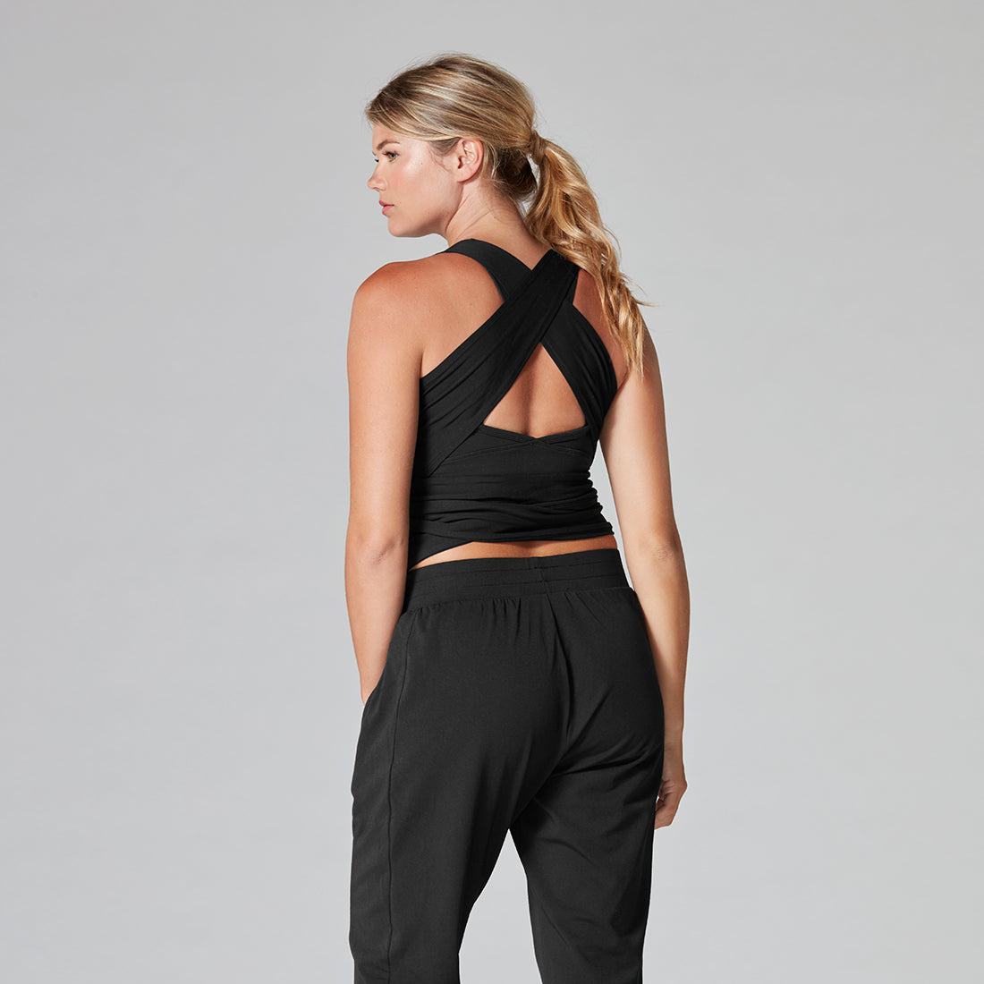 Tavi Noir Wrap Around Tank Top for Women - Sexy Sleeveless Cami Shirt with Built-in Bra - Perfect for Yoga, Gym, and Summer Outfits