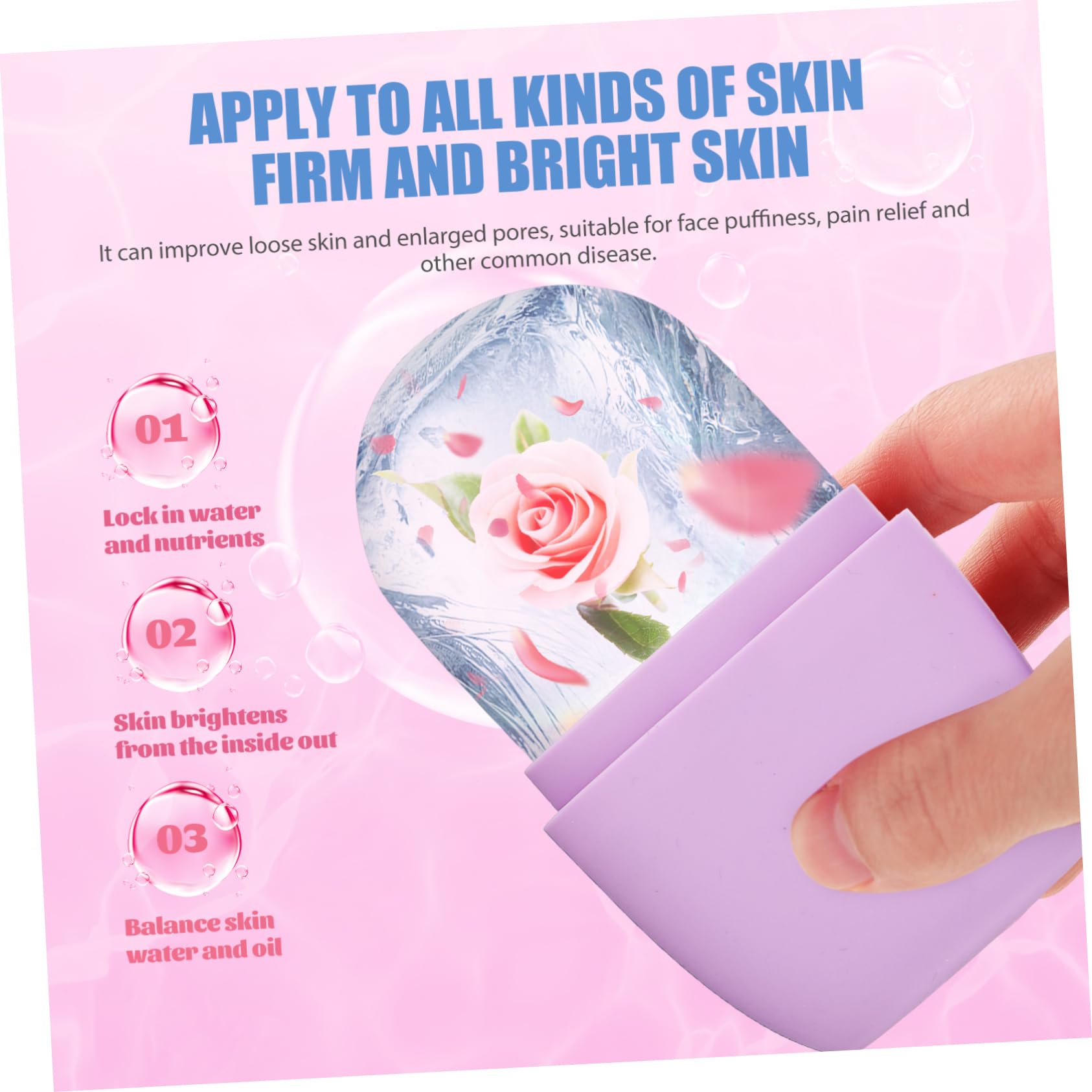 Purple Silicone Ice Face Roller for Skin Care & Facial Massage - Cooling Beauty Tool for Puffiness, Wrinkles & Glowing Skin - Perfect for Morning Routine & Post-Workout Recovery
