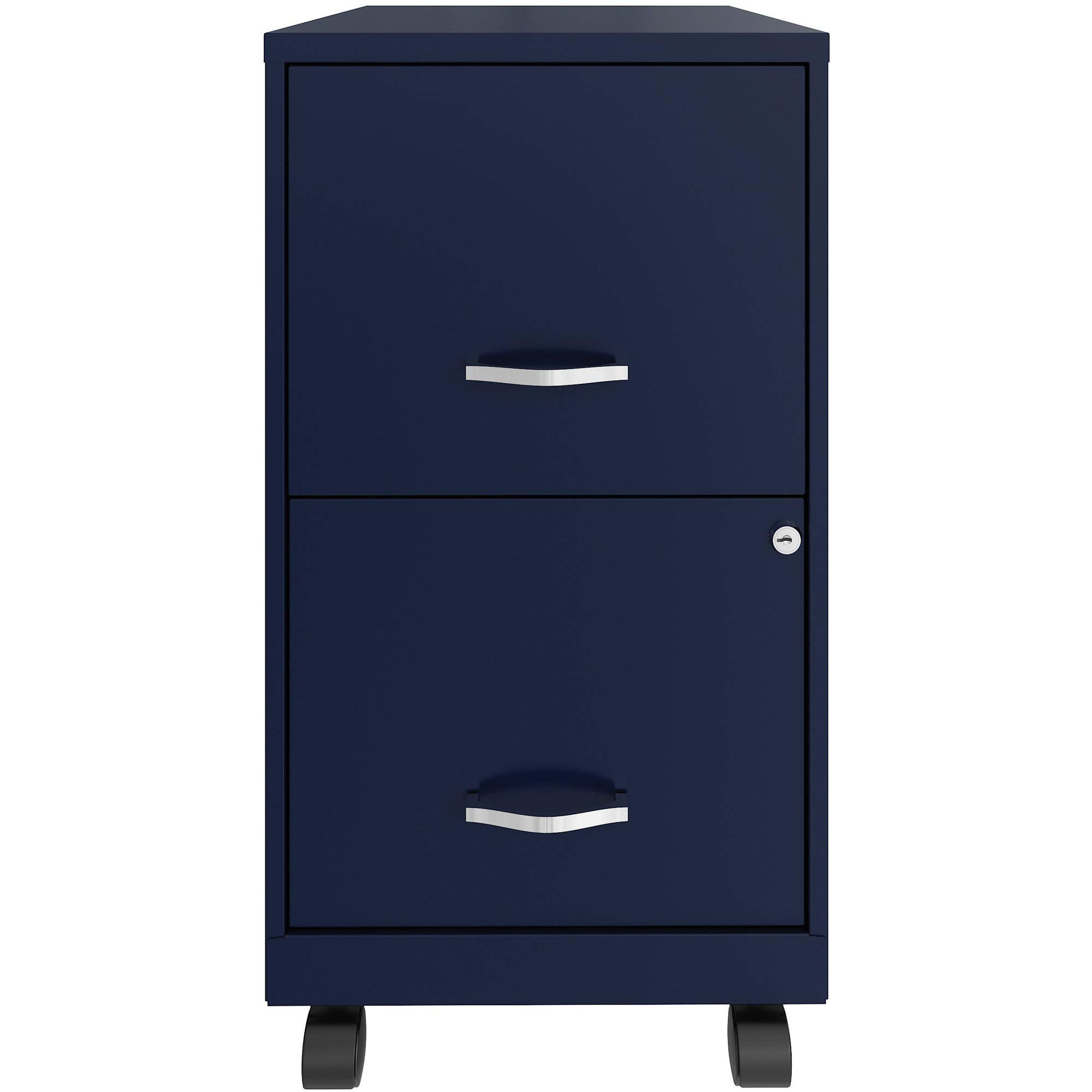 Lorell LYS SOHO Mobile File Cabinet - Navy Blue Office Storage Organizer for Home & Business Use