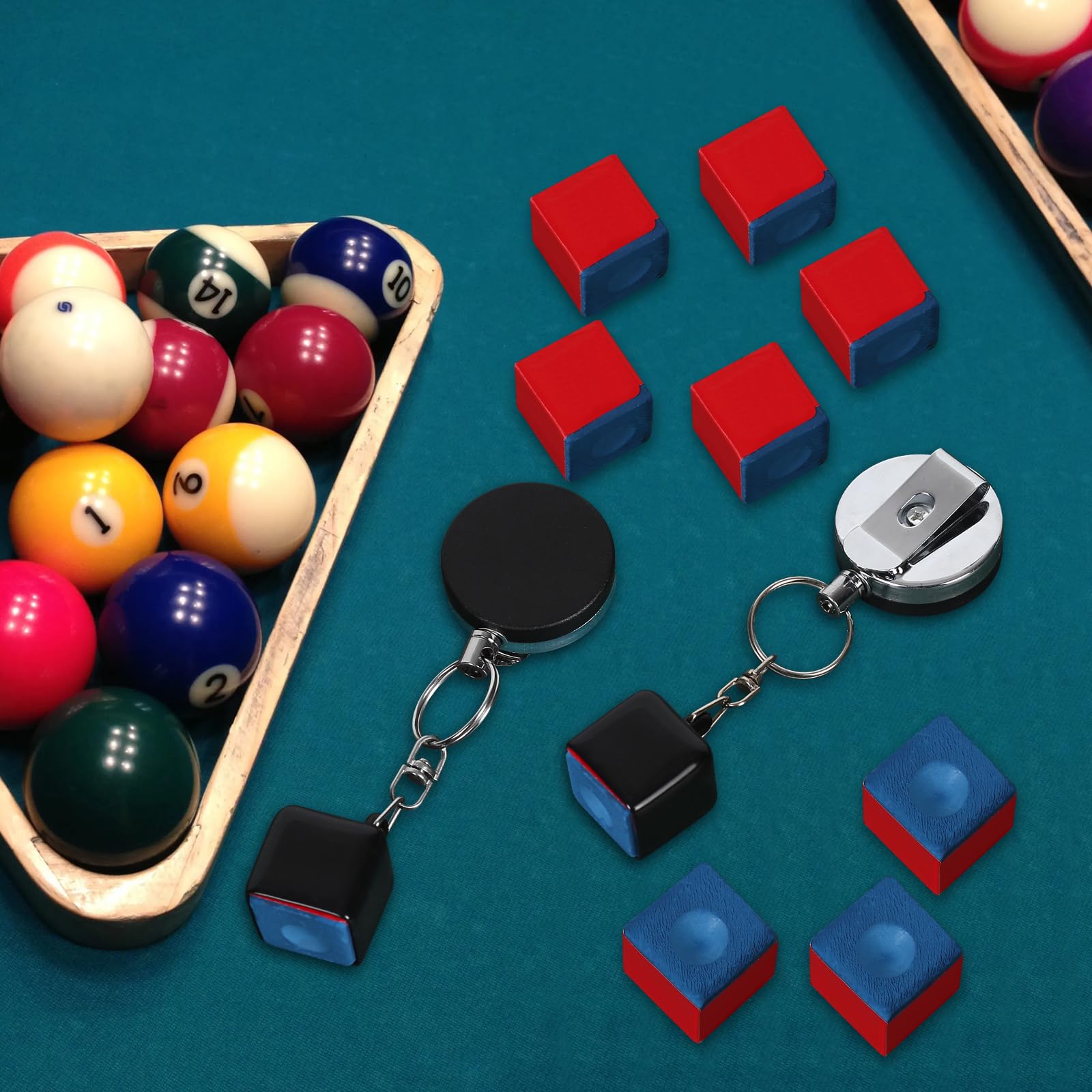 Retractable Pool Cue Chalk Holder – 2-Pack with 8 Chalk Cubes & Tip Pricker | Perfect for Billiards, Snooker & Pool Accessories | Ideal for Home Game Rooms, Bars & Professional Tournaments