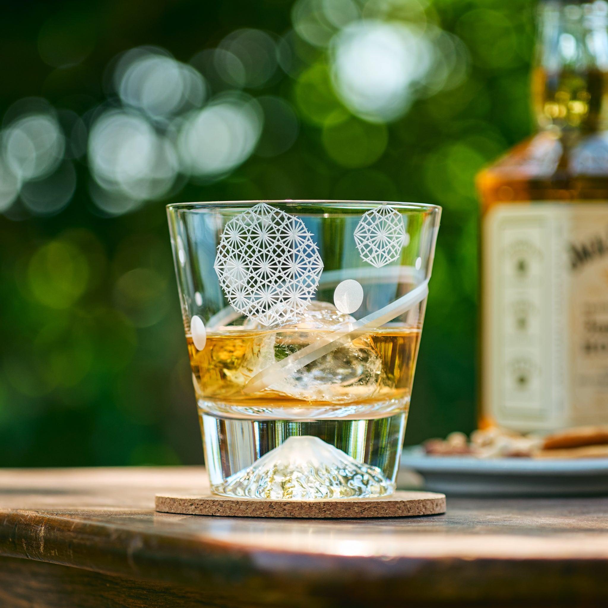 Tajima Mount Fuji Whiskey Glasses Set of 2 - Japanese Inspired Rocks Glasses for Bourbon, Scotch & Cocktails - Perfect for Home Bar, Gifts & Entertaining