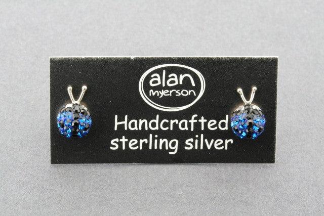 Blue Crystal Ladybug Stud Earrings - Elegant & Dainty Jewelry for Women, Perfect for Parties, Weddings & Everyday Wear