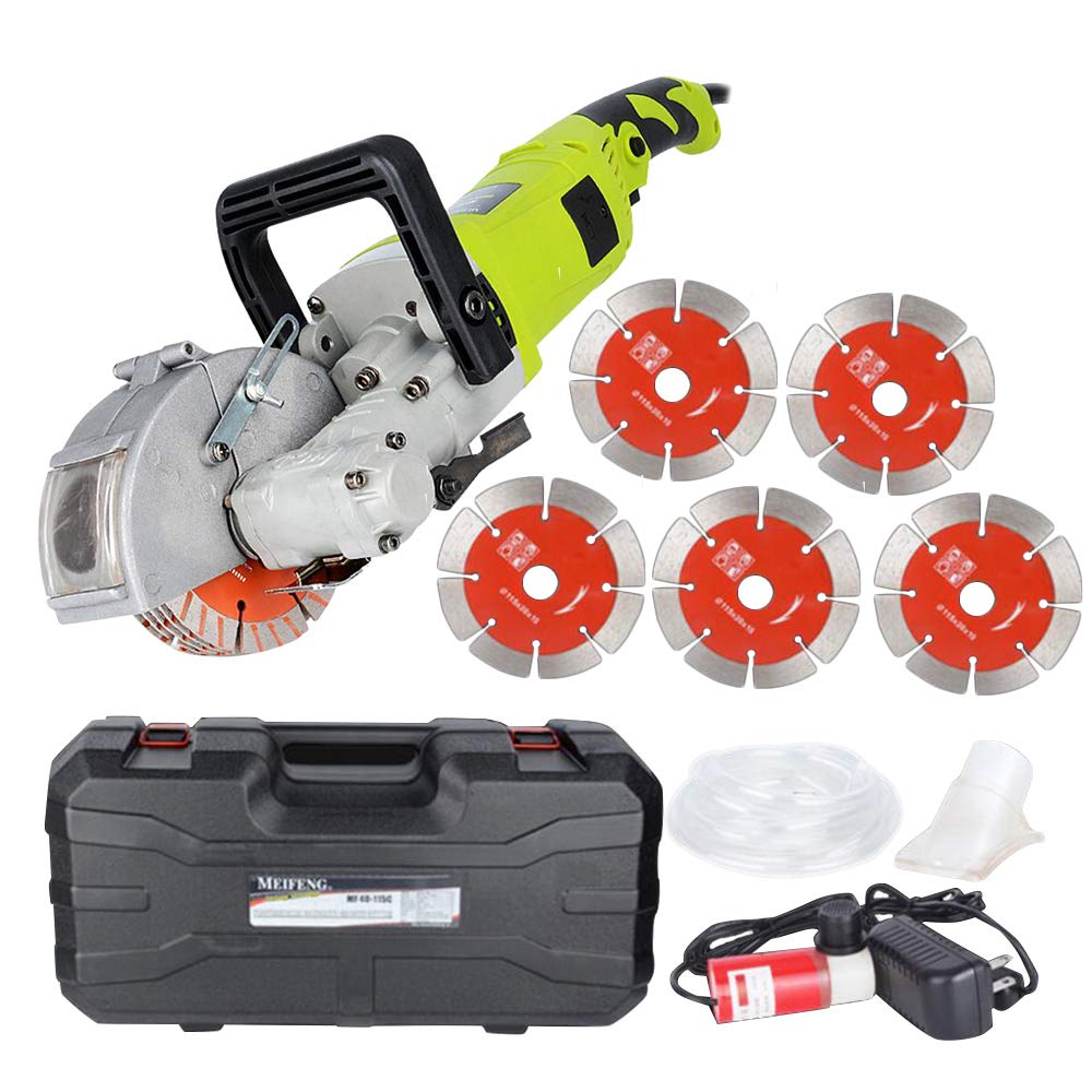 4000W Electric Wall Groove Cutter - 220V Concrete & Brick Slotting Machine with 5 Saw Blades & Carrying Case | Perfect for DIY Home Renovation, Construction Projects & Tile Installation