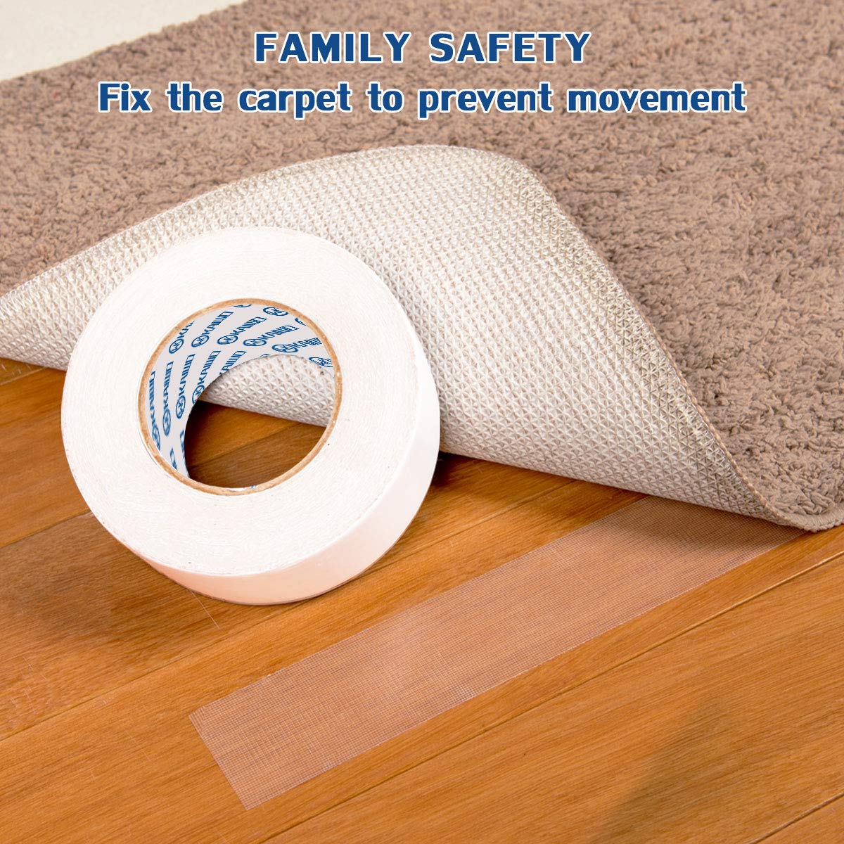 Heavy Duty Double Sided Carpet Tape 4 Inch x 30 Yards - Strong Adhesive for Area Rugs, Hardwood Floors, Outdoor Rugs & Stair Treads - Securely Hold Rugs in Place for Home, Office & Outdoor Use