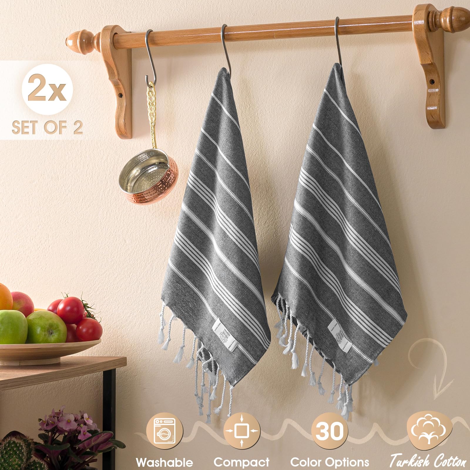 Premium Turkish Cotton Hand Towels - Set of 6 (18