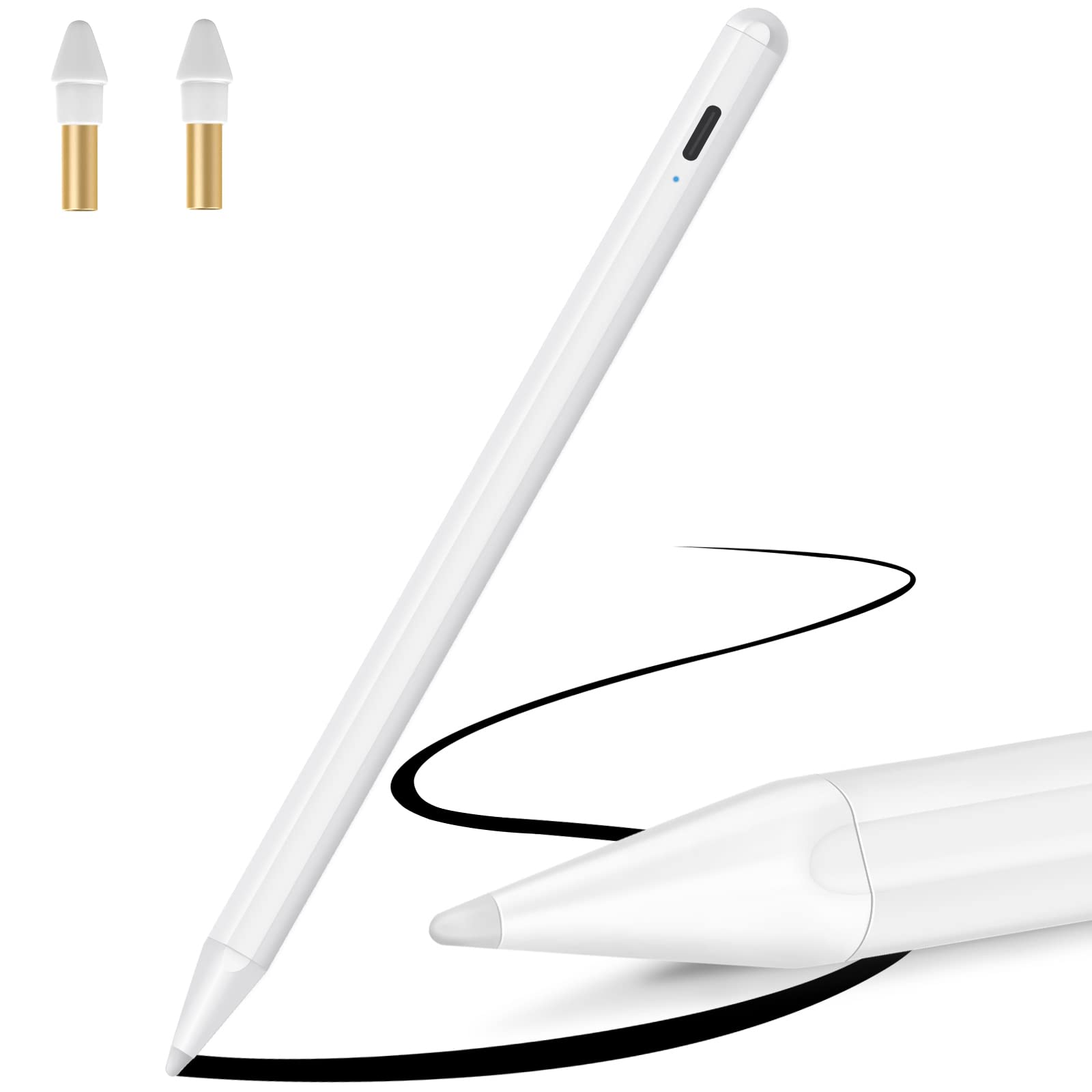 Premium Stylus Pen for iPad with Palm Rejection - Active Pencil Compatible with Apple iPad Pro 11/12.9 (2018-2022), iPad 10.2 (7th/8th/9th Gen), iPad 6th, iPad Air 3/4/5, iPad Mini 5/6 - Perfect for Drawing, Note-Taking & Digital Art