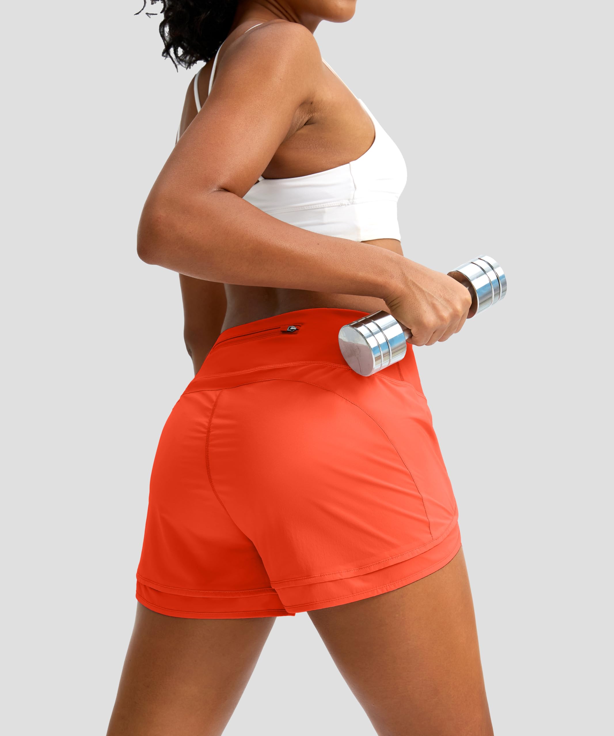 High Waisted Women's Running Shorts - 3 Inch Quick-Dry Gym Workout Athletic Shorts with Zipper Pocket | Perfect for Jogging, Yoga & Outdoor Activities