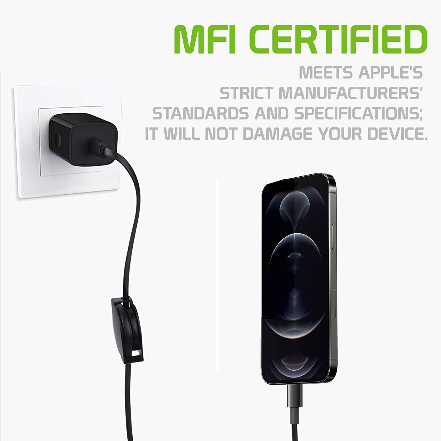 Retractable iPhone Charger Cable - MFi Certified Lightning to USB-C Fast Charging Cord for iPhone 14 Pro/Pro Max/Plus, 13/12/11, iPad Pro/Air/Mini - Perfect for Home, Office & Travel Charging