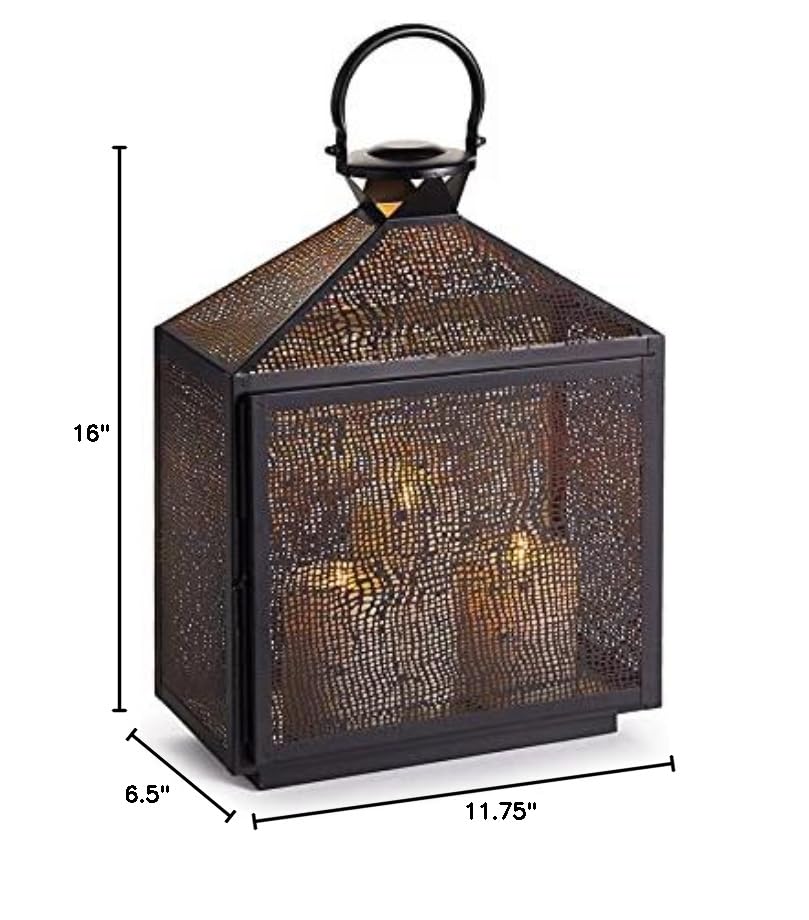 Napa Home & Garden Amhurst Lantern Medium Black and Gold - Outdoor/Indoor Decorative Lighting for Patio, Garden, Porch, and Entryway