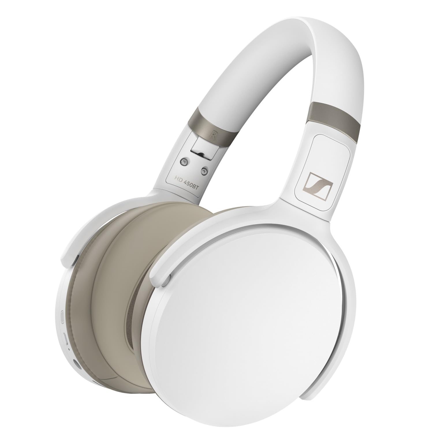 Sennheiser HD 450BT Wireless Bluetooth 5.0 Headphones with Active Noise Cancellation, 30-Hour Battery Life, USB-C Fast Charging, Foldable Design - White | Perfect for Travel, Work & Music Lovers