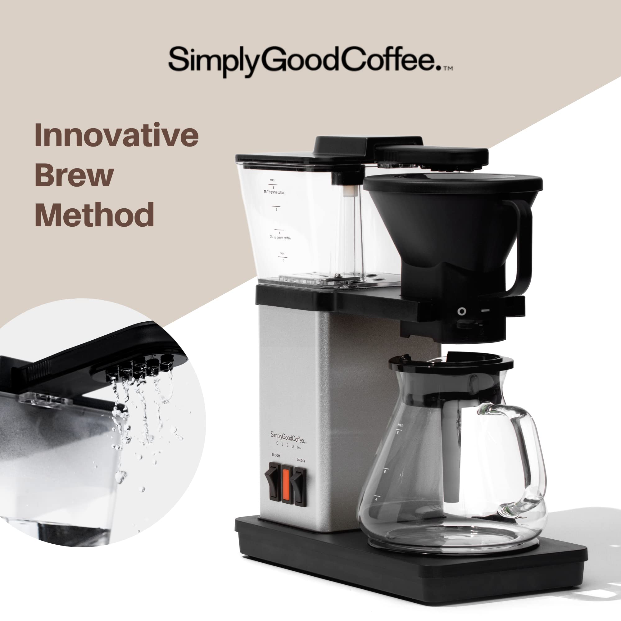 **SimplyGoodCoffee 8-Cup Automatic Drip Coffee Maker – Stainless Steel Pour Over Brewer with Gold Cup Standard – Easy to Use & Durable for Home, Office, or Travel**
