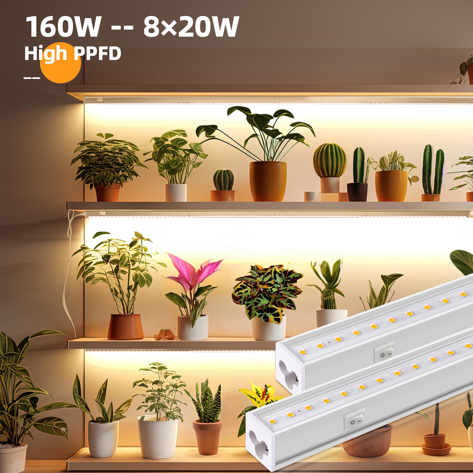 Barrina T5 LED Grow Lights Full Spectrum 4ft 160W (8-Pack) - 1000W Equivalent Plant Lights for Indoor Plants, Hydroponics, Greenhouse - Plug & Play Energy Efficient Grow Bulbs for Seedlings, Vegetables & Flowers