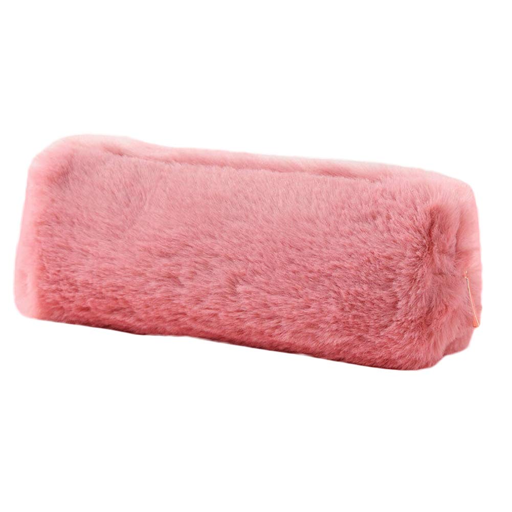 **Kaaka Fluffy Storage Bag - Cute Plush Fuzzy Pencil Case, Makeup Pouch & Coin Purse for Girls (Cameo Brown) - Perfect for School, Travel & Gift Giving**