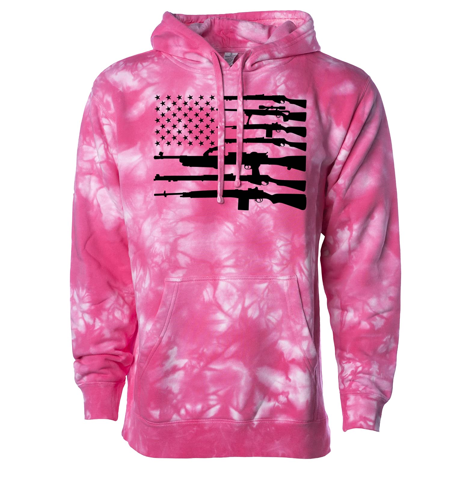 Haase Unlimited Black Gun Flag 2nd Amendment USA Weapon Unisex Hoodie Sweatshirt - Patriotic American Apparel for Shooting Range, Hunting & Outdoor Activities