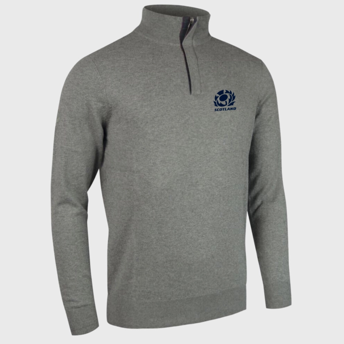 Glenmuir Scotland Rugby George 1/4 Zip Golf Sweater - Grey Men's Pullover for Rugby, Golf & Casual Wear - Perfect for Sports & Outdoor Activities